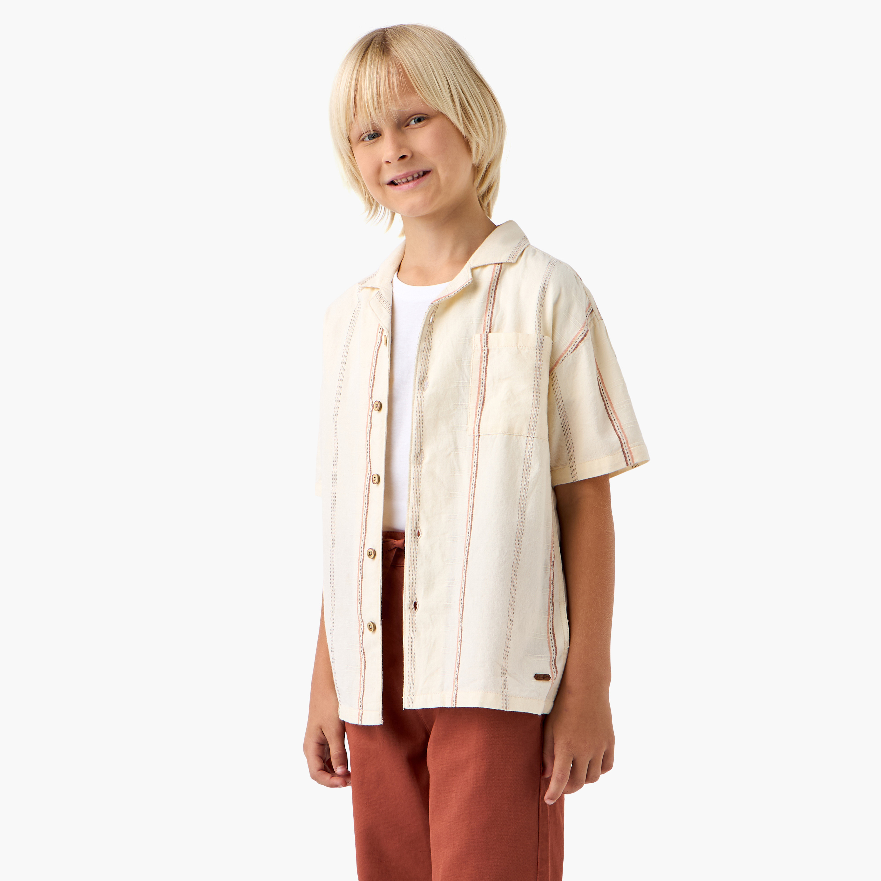 Eligo Striped Shirt and Solid Shorts Set-boys-clothing-setsandcoords-image-2