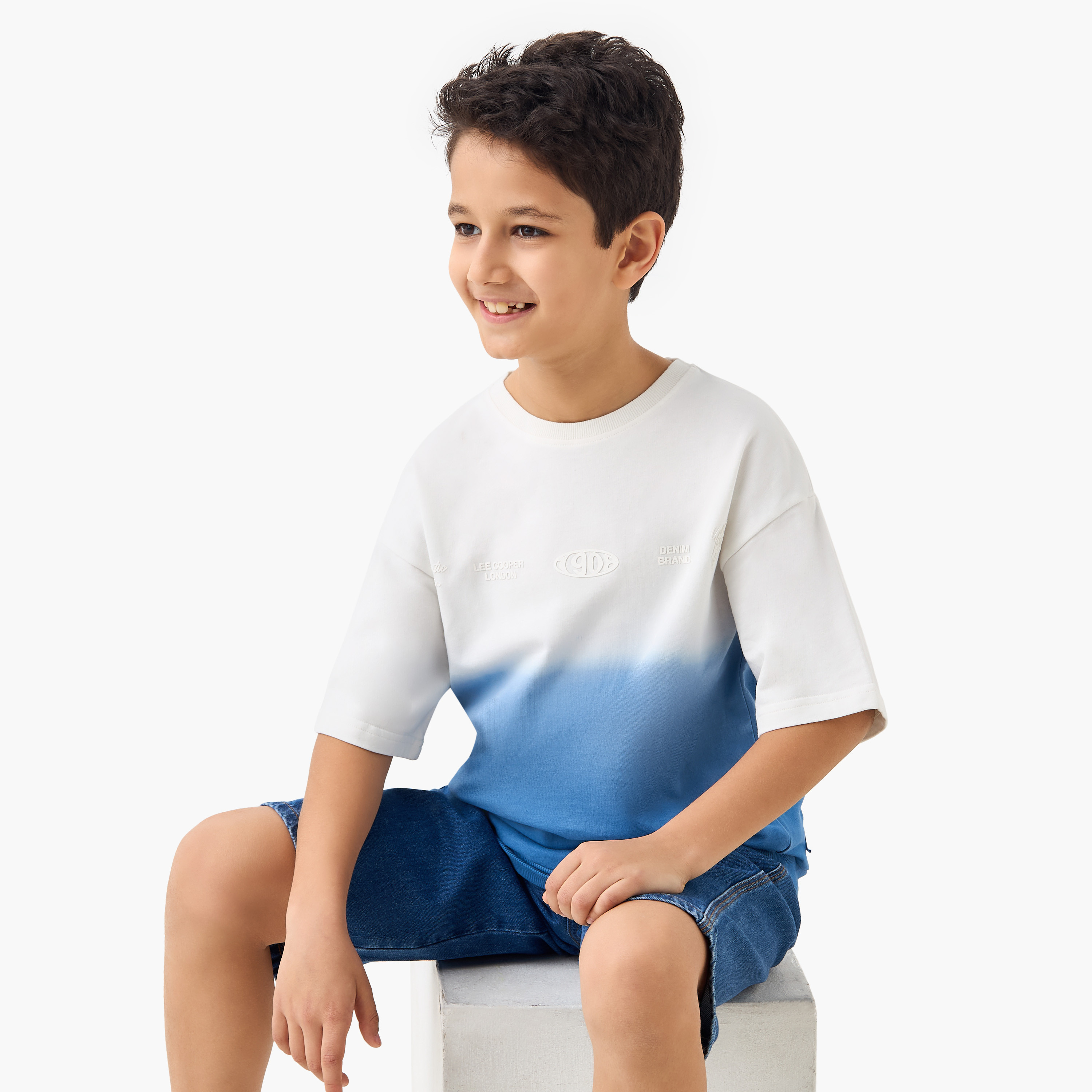 Lee Cooper Ombre T-shirt with Short Sleeves-boys-clothing-tshirtsandpolos-image-1