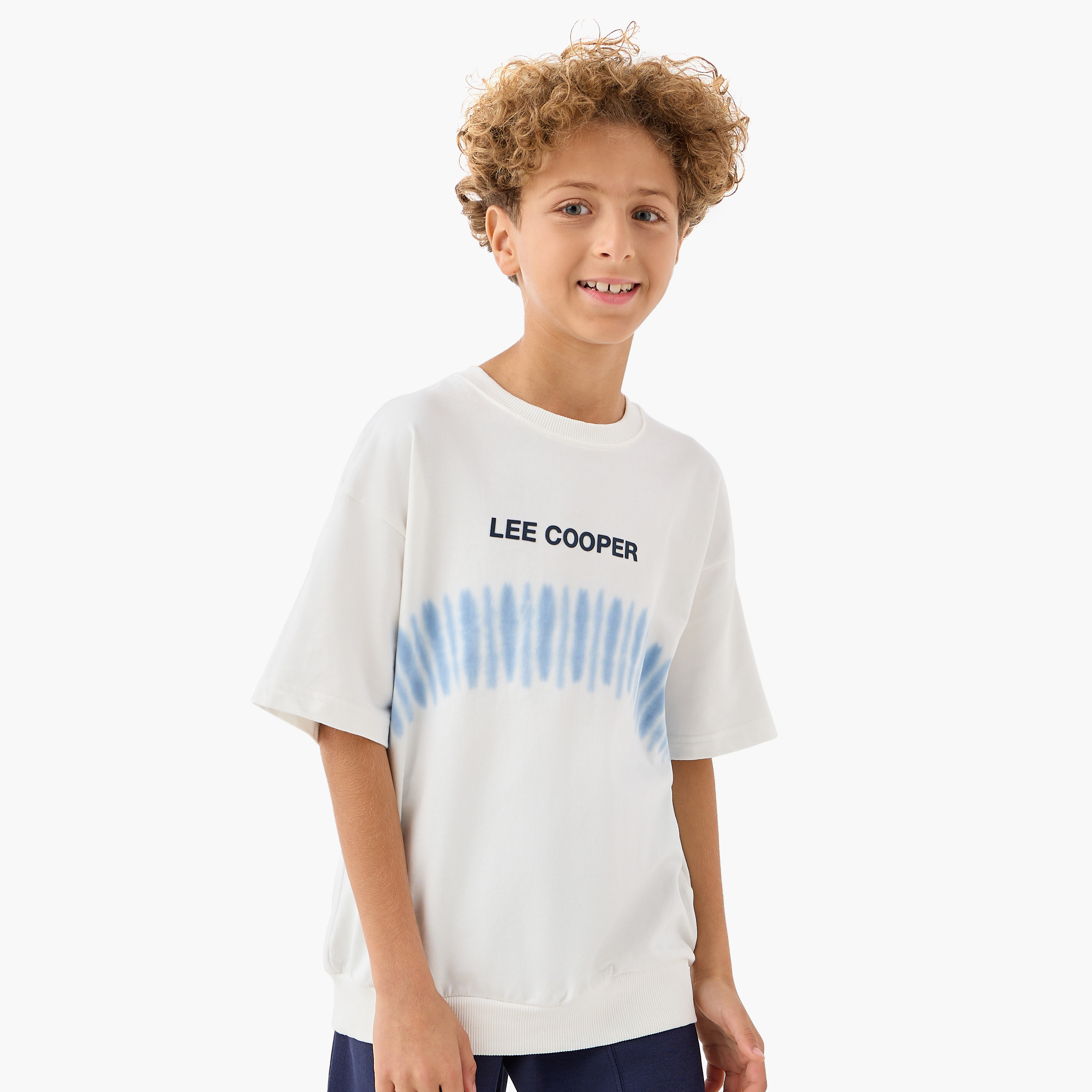 Lee Cooper Graphic Print T-shirt with Short Sleeves-boys-clothing-tshirtsandpolos-image-1
