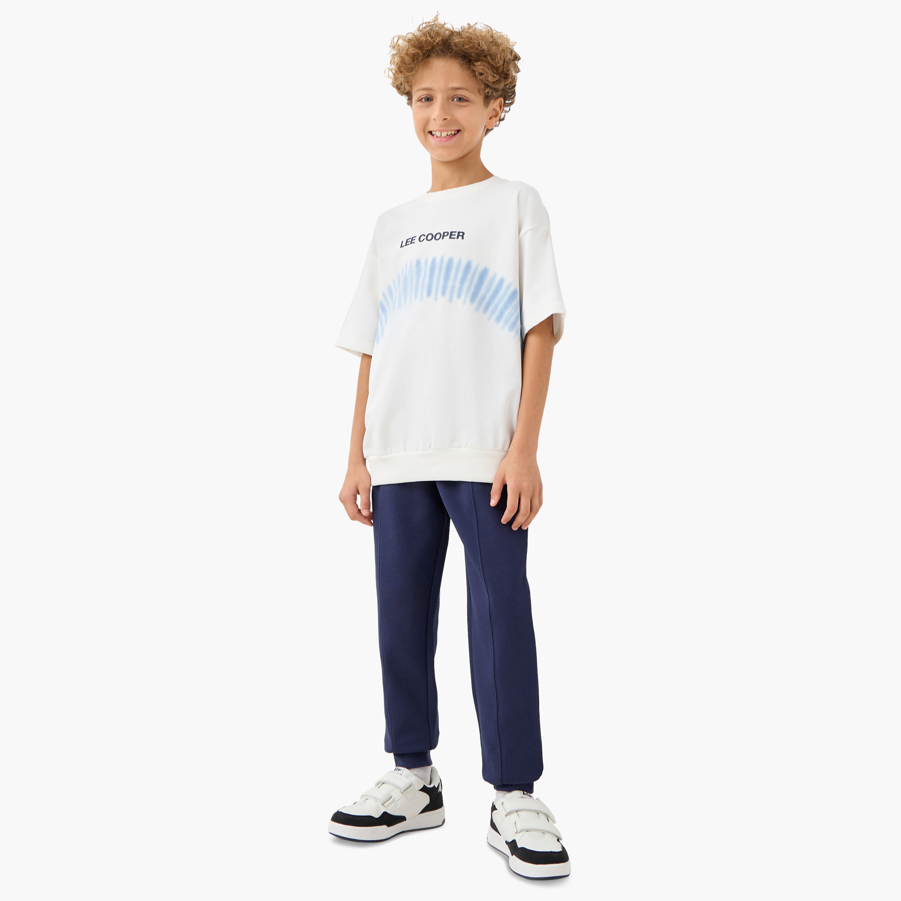 Lee Cooper Graphic Print T-shirt with Short Sleeves-boys-clothing-tshirtsandpolos-image-2