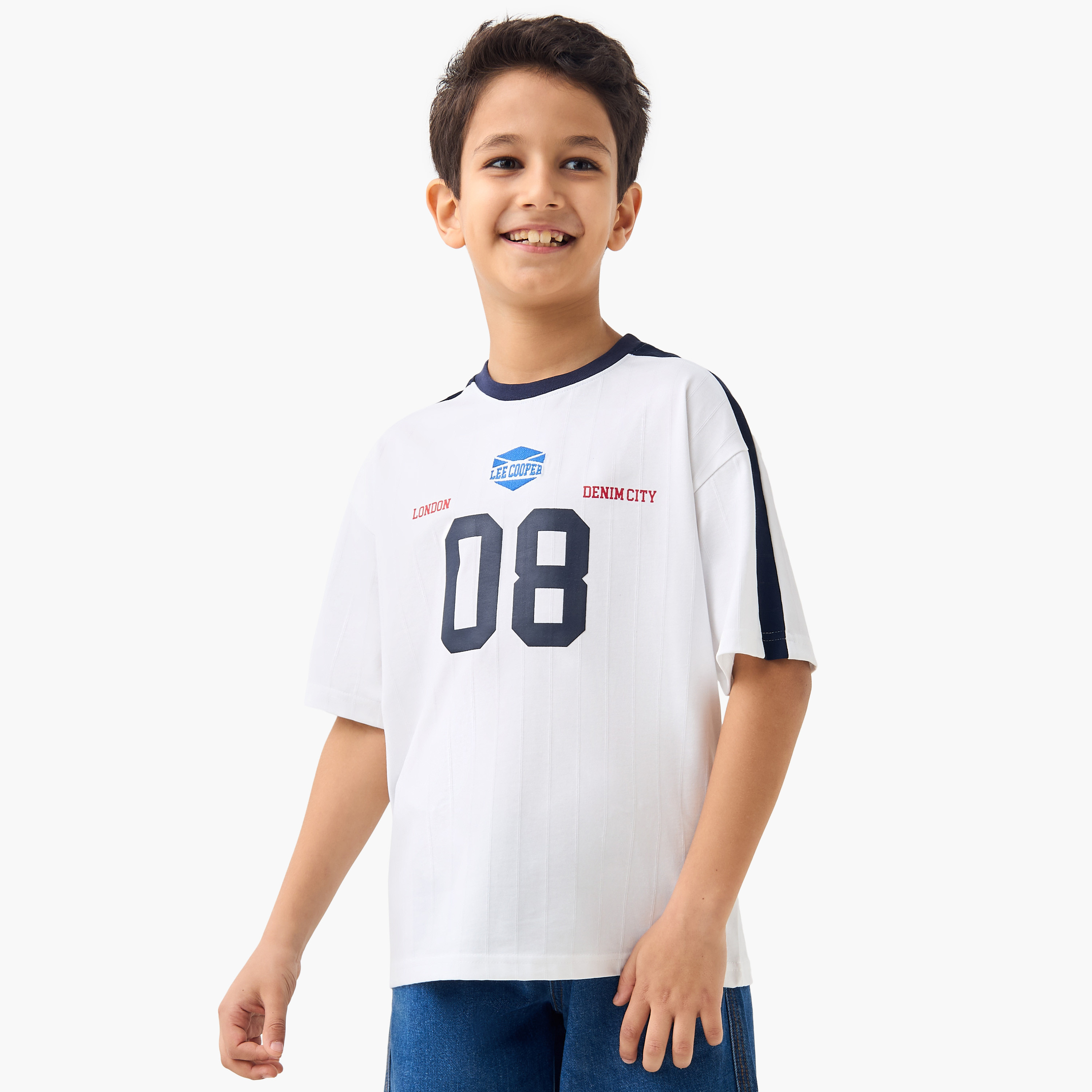 Lee Cooper Varsity Print Crew T-shirt with Short Sleeves-boys-clothing-tshirtsandpolos-image-1