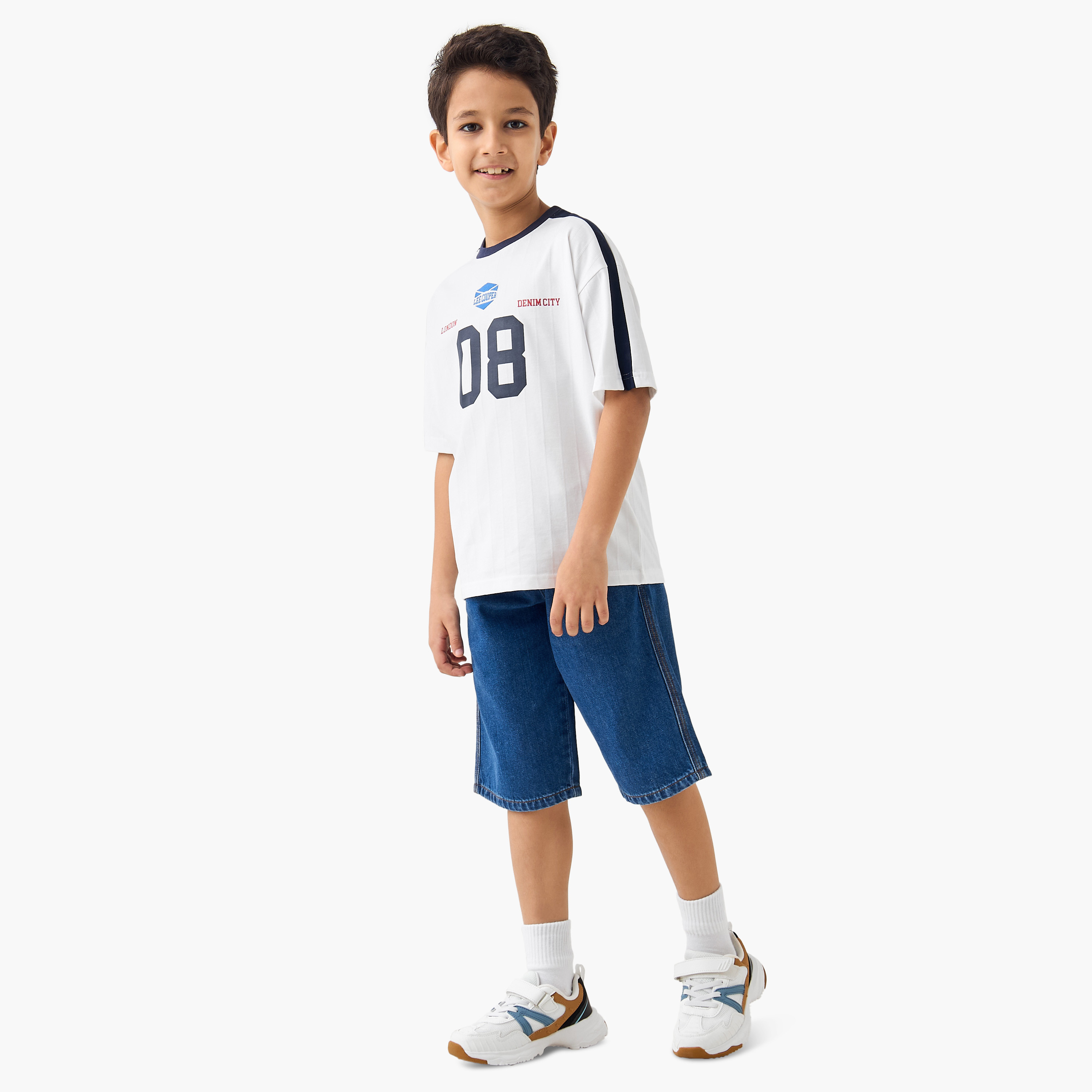 Lee Cooper Varsity Print Crew T-shirt with Short Sleeves-boys-clothing-tshirtsandpolos-image-2