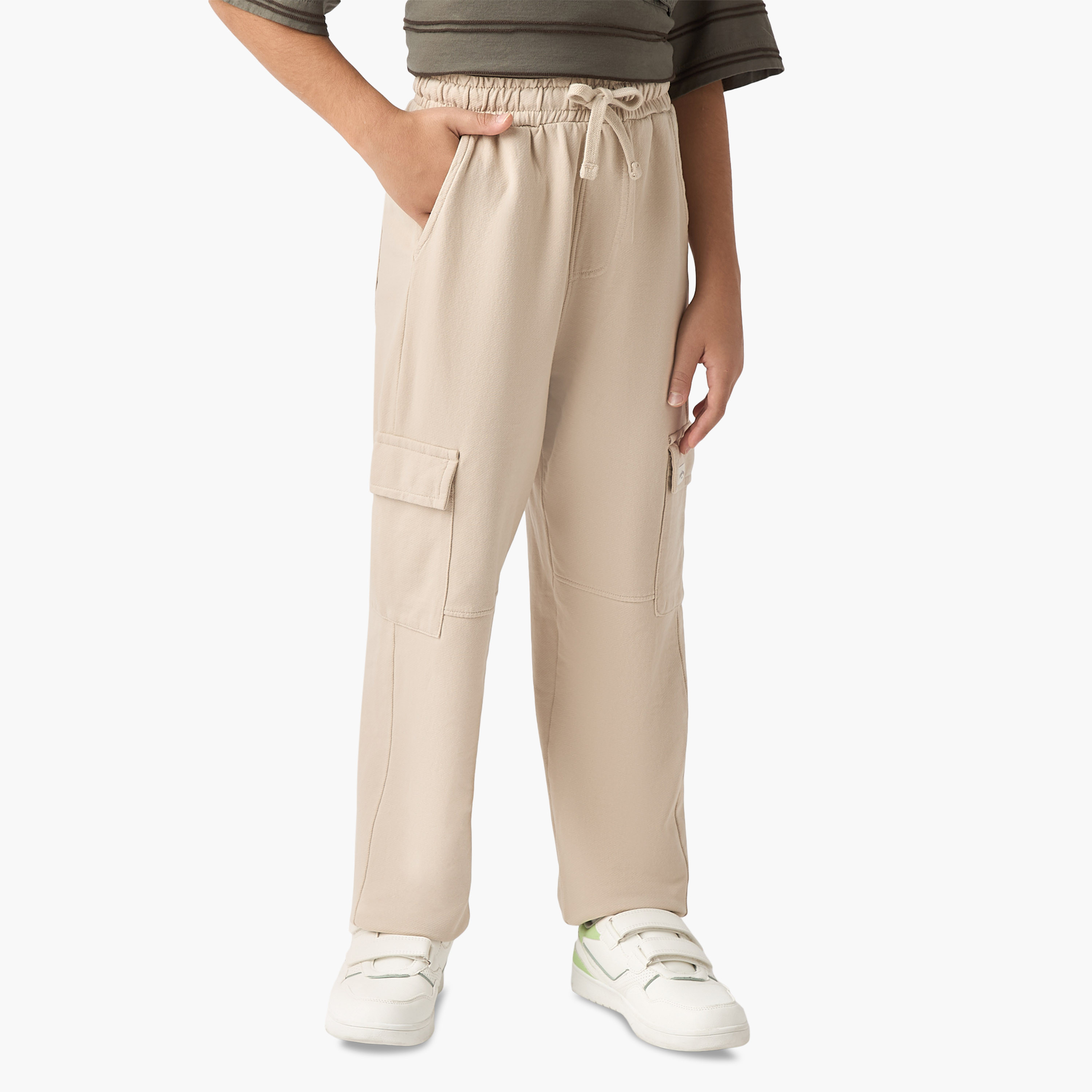 Lee Cooper Solid Track Pants with Drawstring Closure and Pockets-boys-clothing-bottoms-joggersandtrackpants-image-1