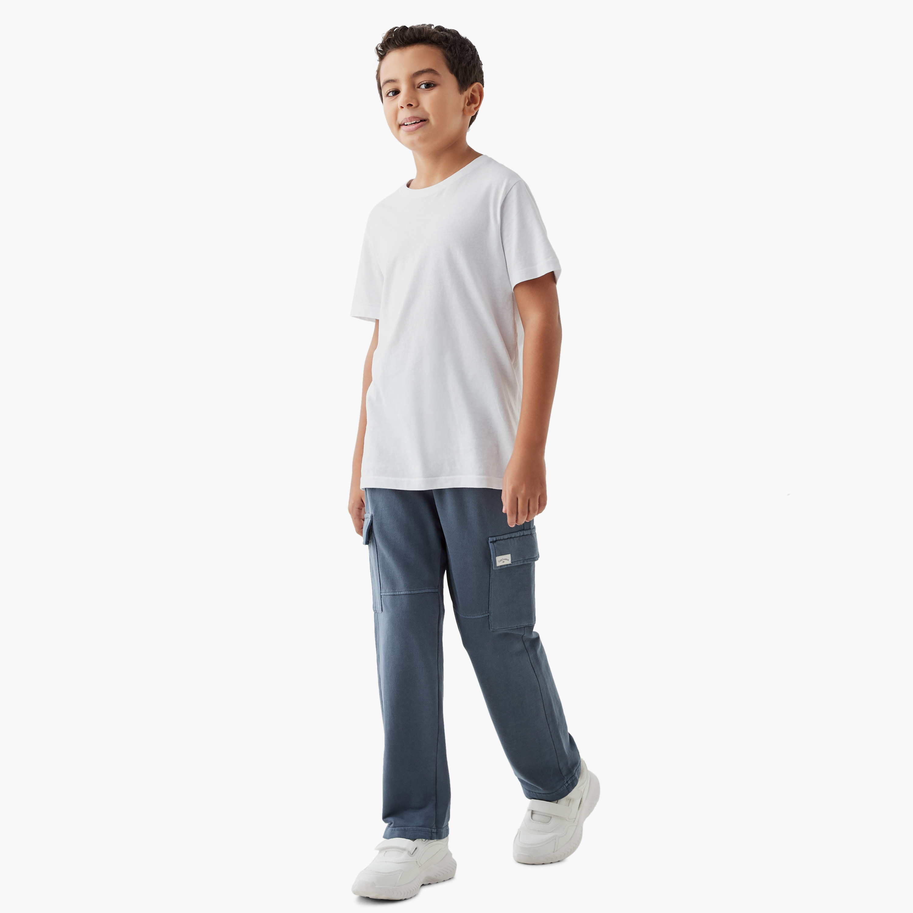 Lee Cooper Logo Applique Cargo Joggers with Drawstring Closure and Pockets-boys-clothing-bottoms-joggersandtrackpants-image-2