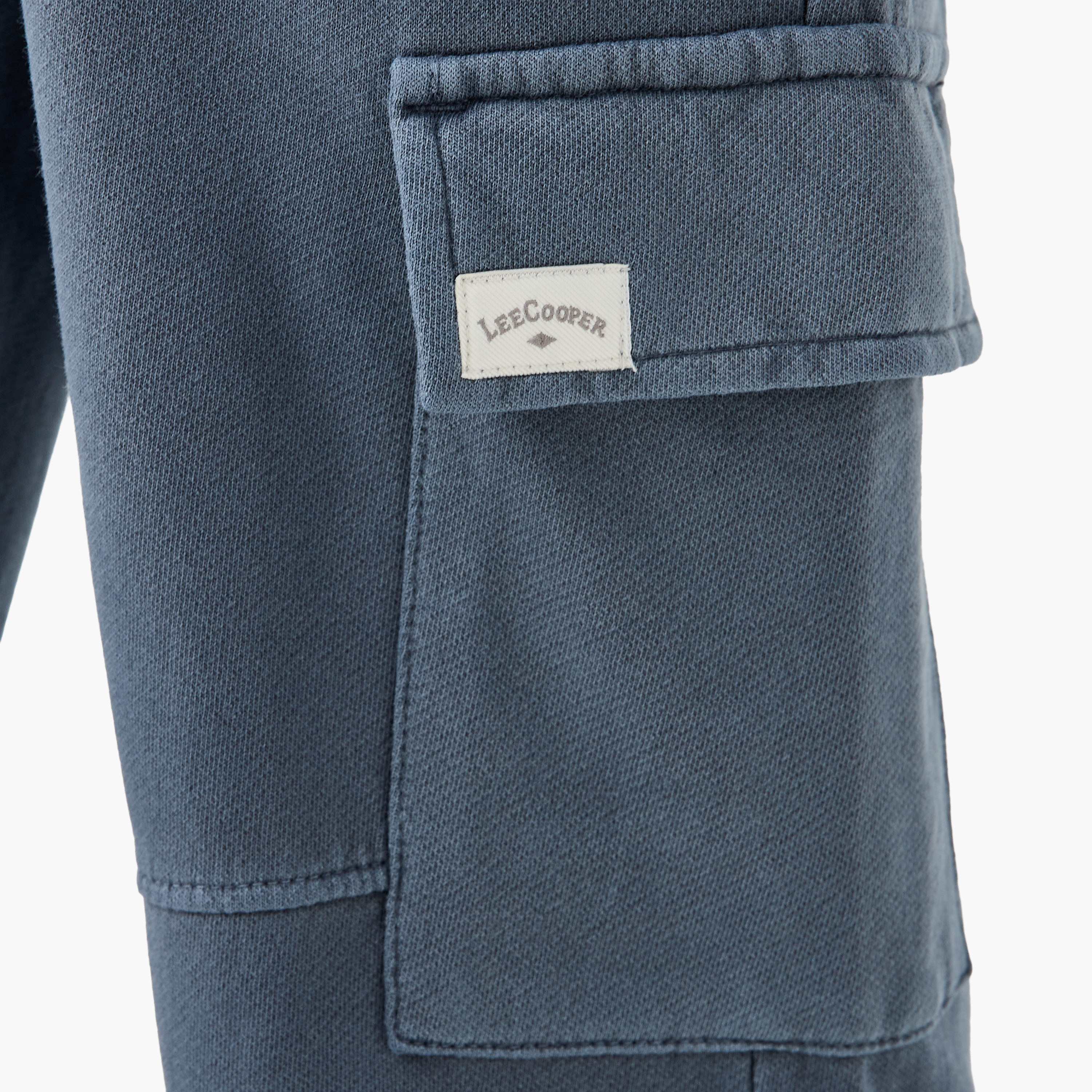 Lee Cooper Logo Applique Cargo Joggers with Drawstring Closure and Pockets-boys-clothing-bottoms-joggersandtrackpants-image-5