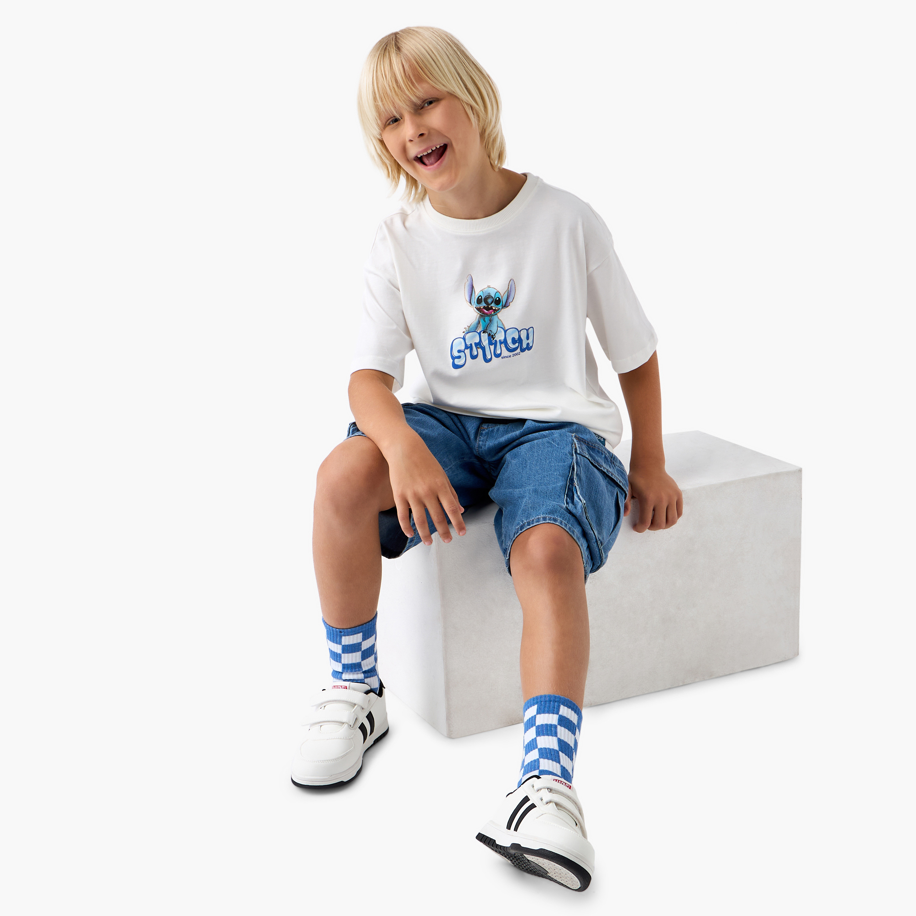 Disney Stitch Print Crew Neck T-shirt with Short Sleeves-boys-clothing-tshirtsandpolos-image-2