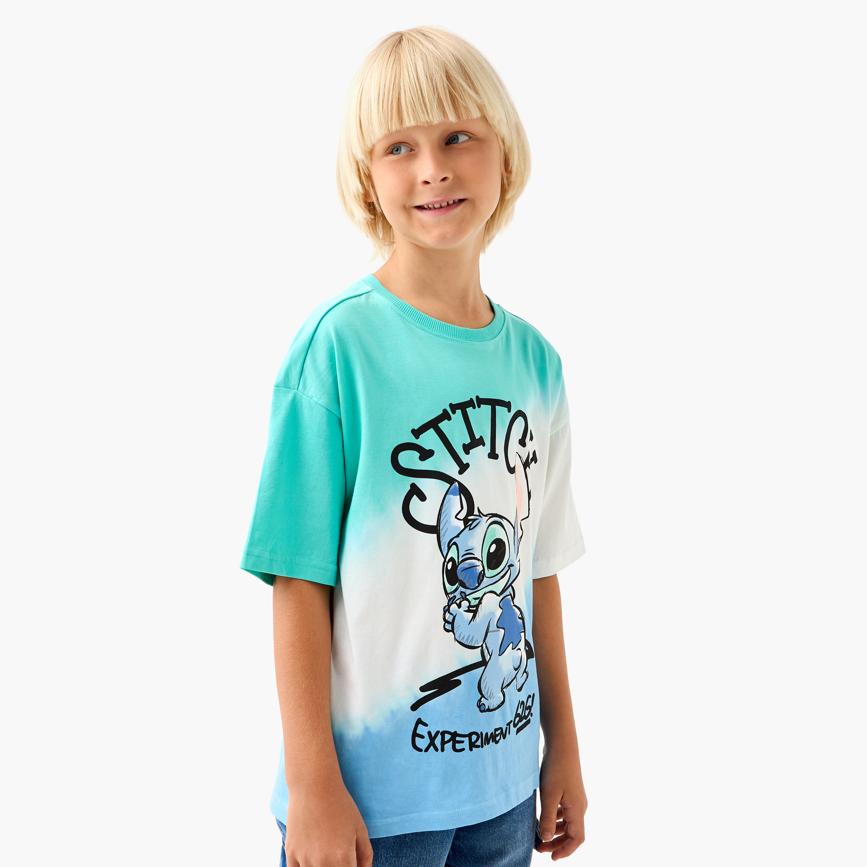 Disney Stitch Print T-shirt with Short Sleeves-boys-clothing-tshirtsandpolos-image-1