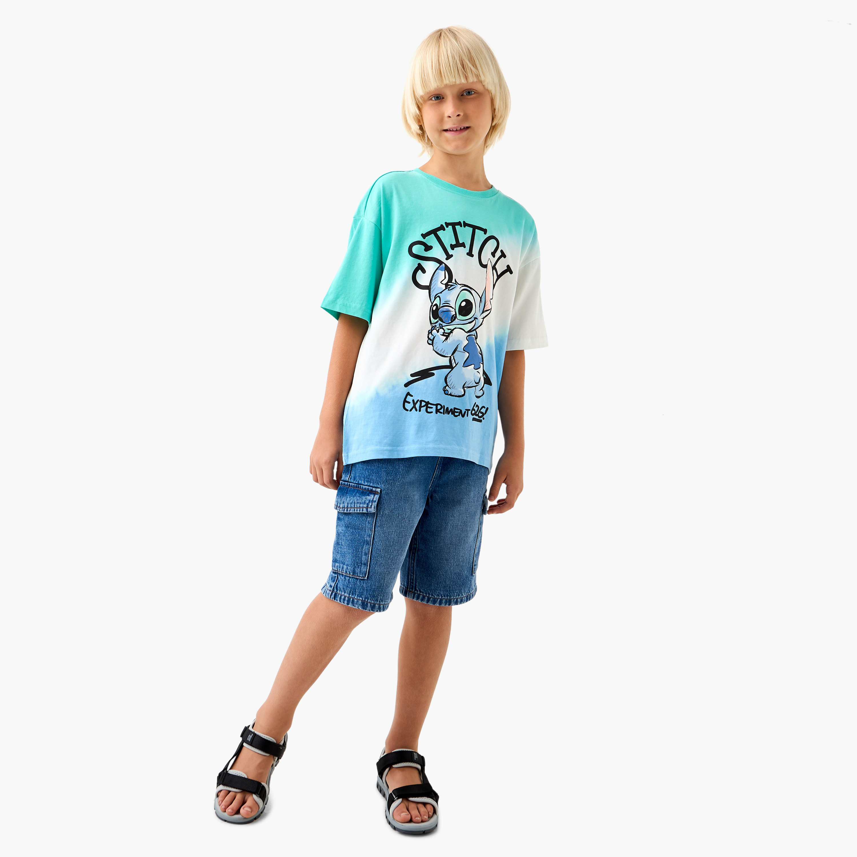 Disney Stitch Print T-shirt with Short Sleeves-boys-clothing-tshirtsandpolos-image-2
