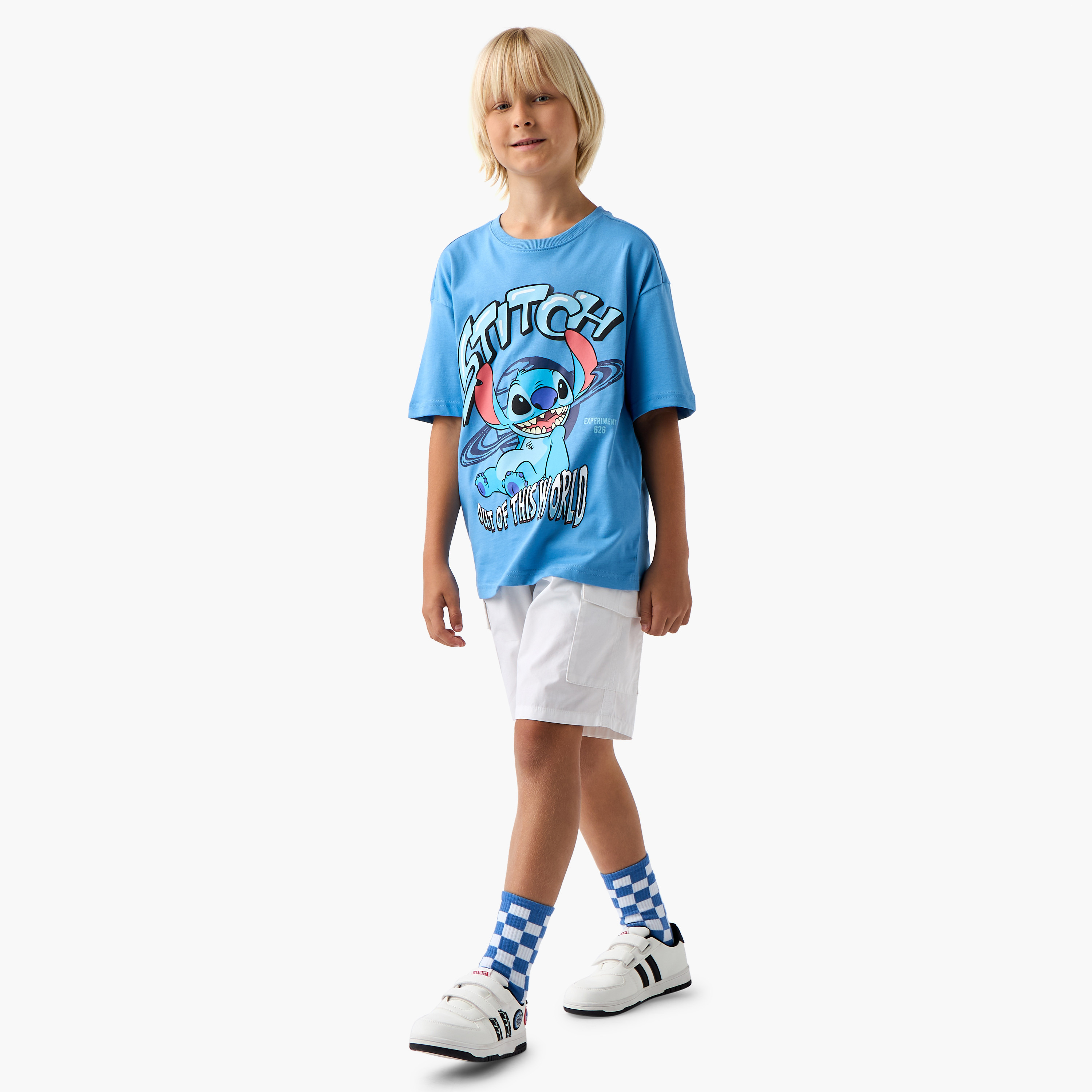 Disney Stitch Print T-shirt with Short Sleeves-boys-clothing-tshirtsandpolos-image-2