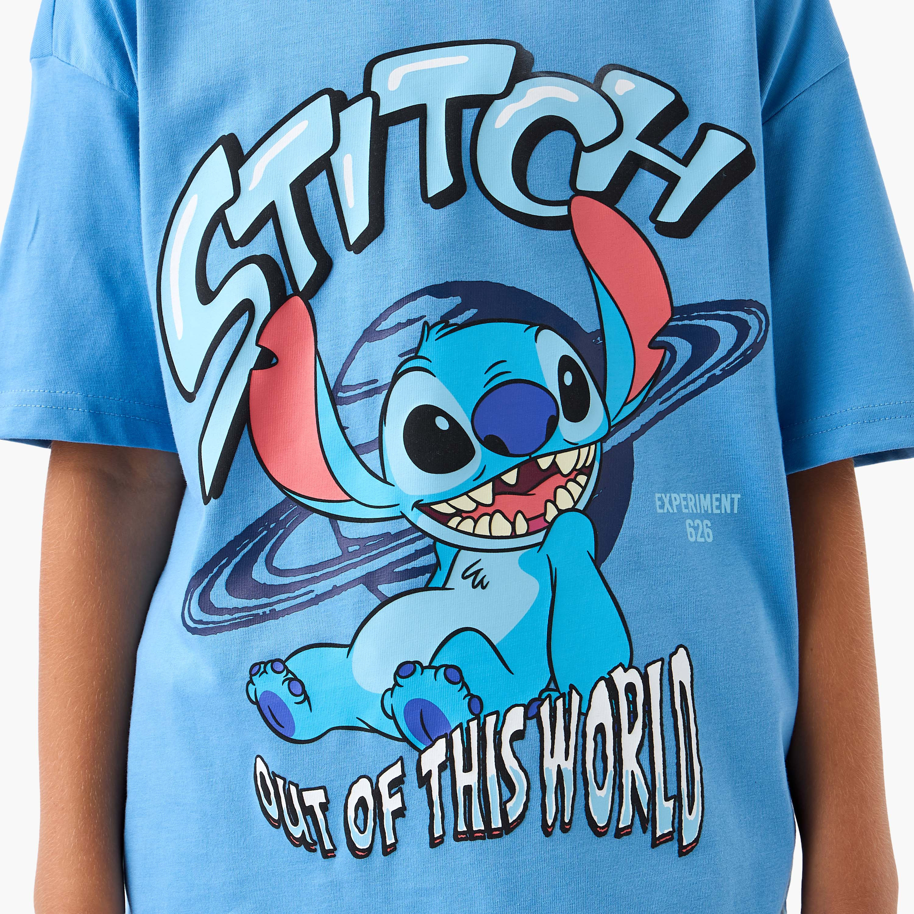 Disney Stitch Print T-shirt with Short Sleeves-boys-clothing-tshirtsandpolos-image-5