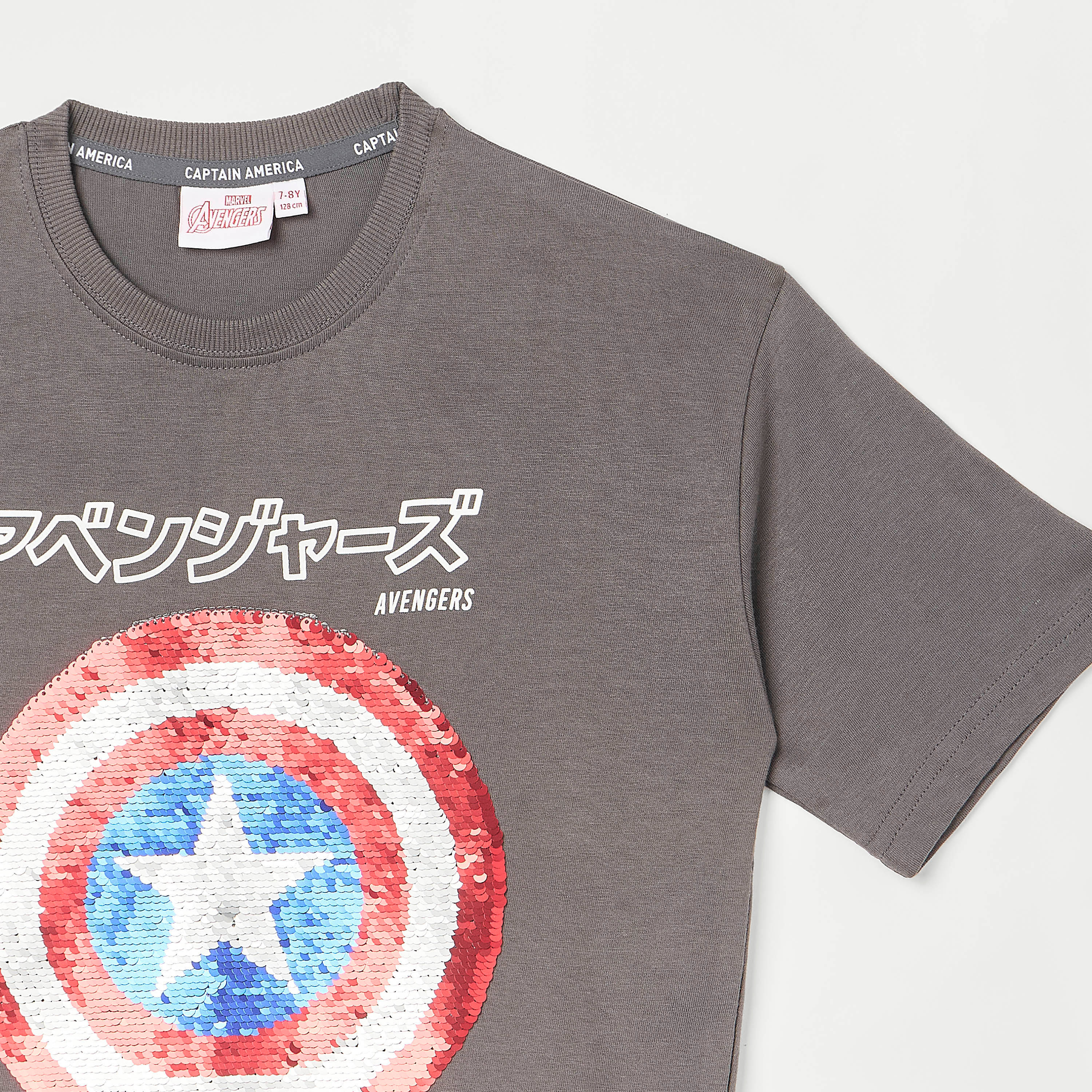 Sequin Embellished Crew Neck T-shirt with Short Sleeves-boys-clothing-tshirtsandpolos-image-3