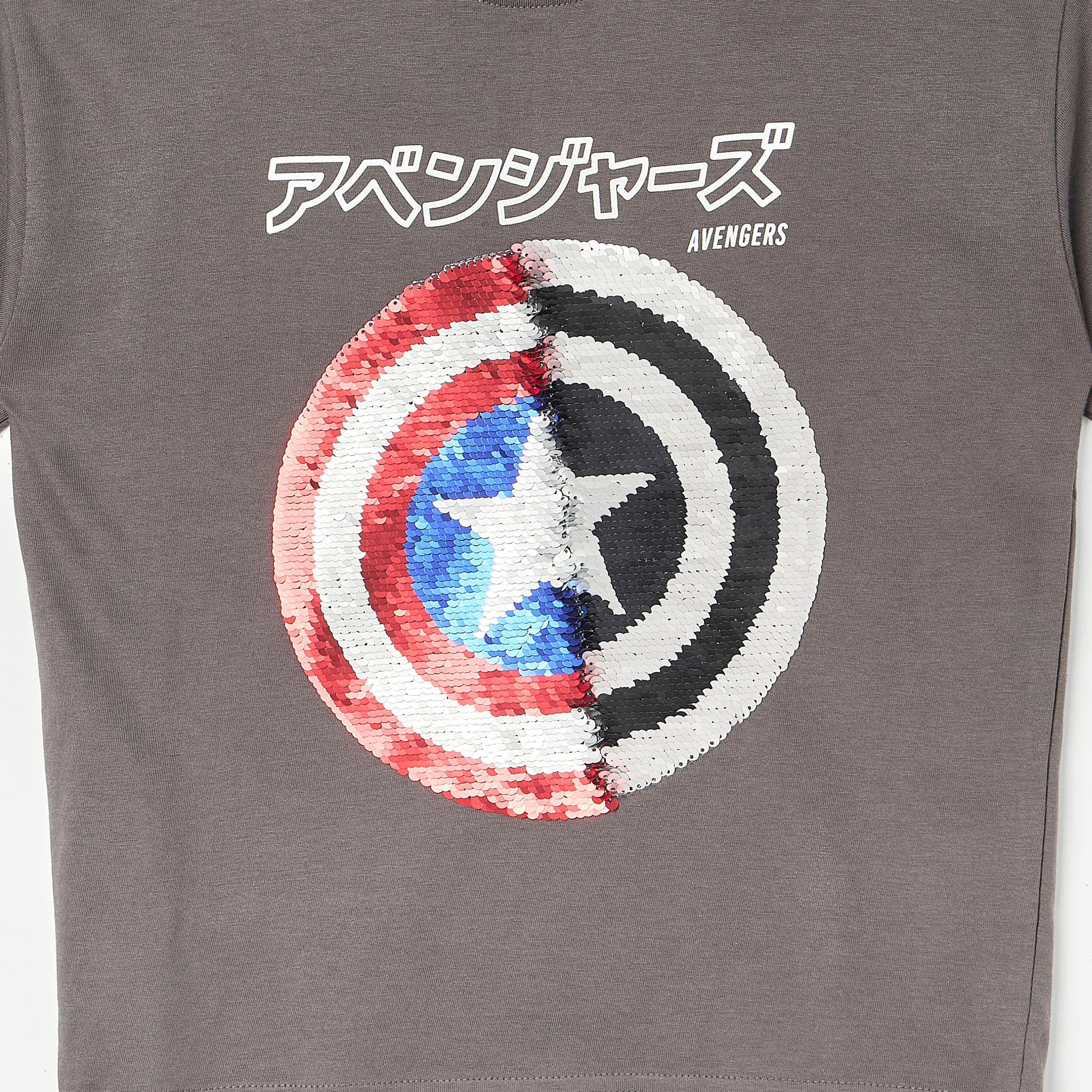 Sequin Embellished Crew Neck T-shirt with Short Sleeves-boys-clothing-tshirtsandpolos-image-5