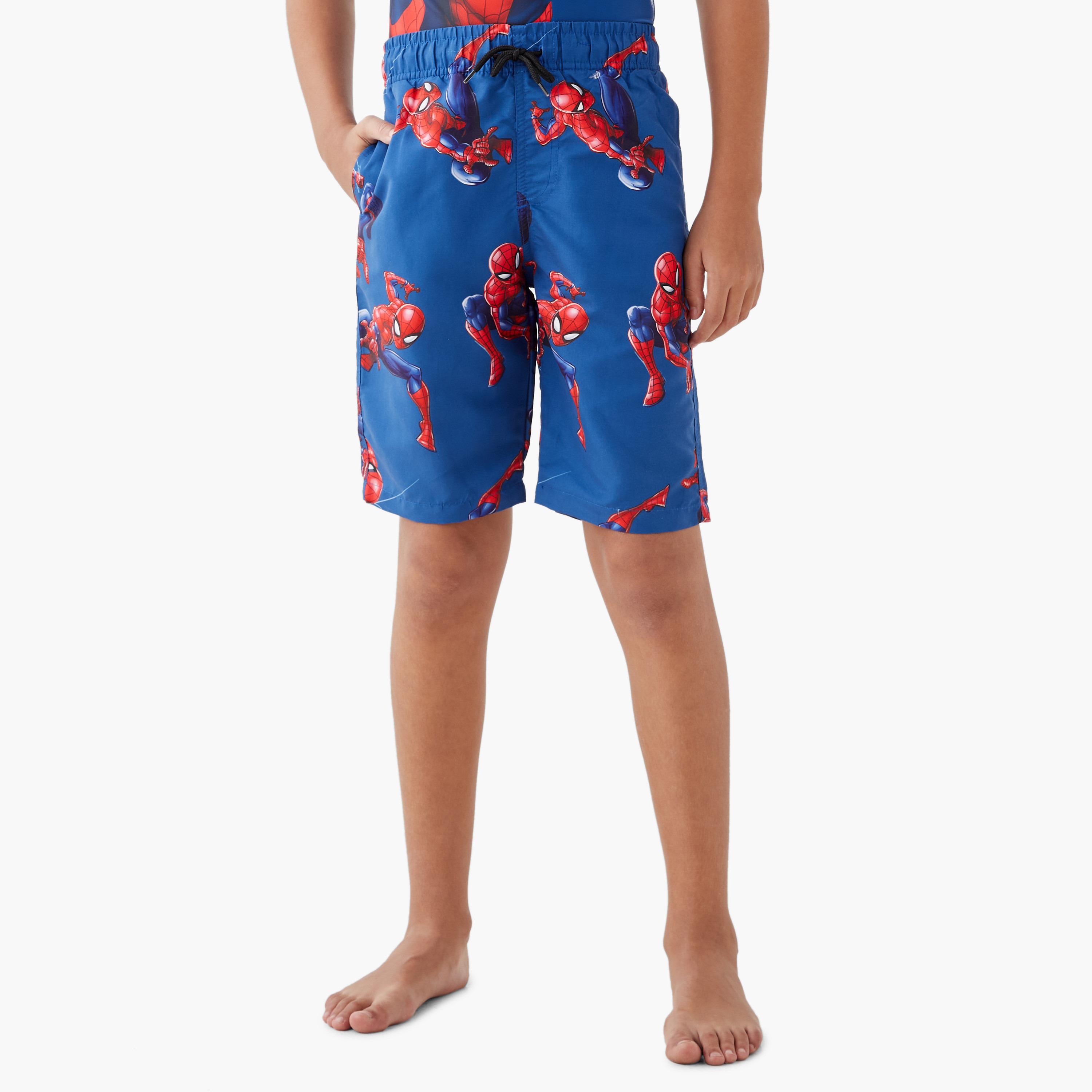 Spider-Man Graphic Print Swim T-shirt and Shorts Set-boys-clothing-swimwear-image-3