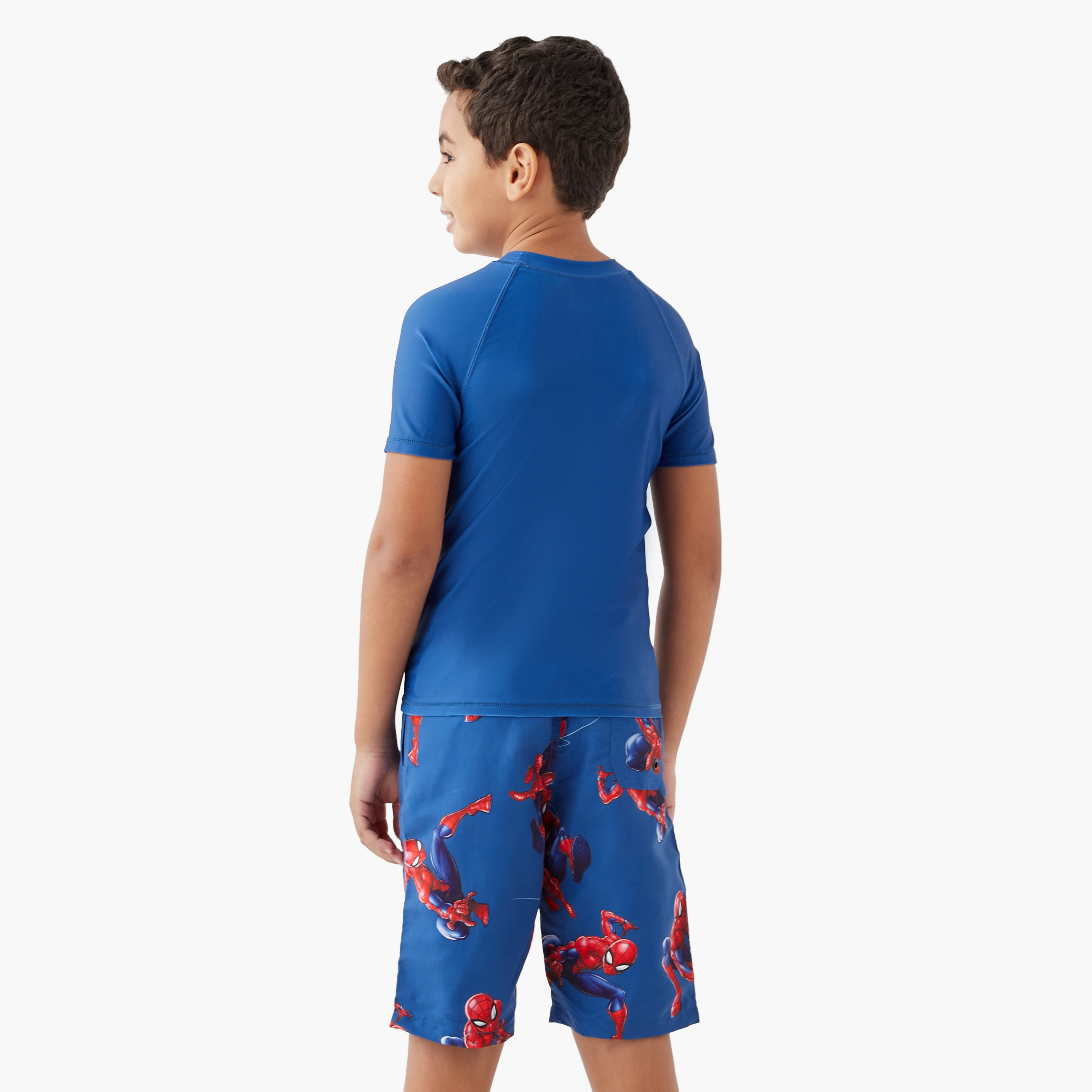 Spider-Man Graphic Print Swim T-shirt and Shorts Set-boys-clothing-swimwear-image-4