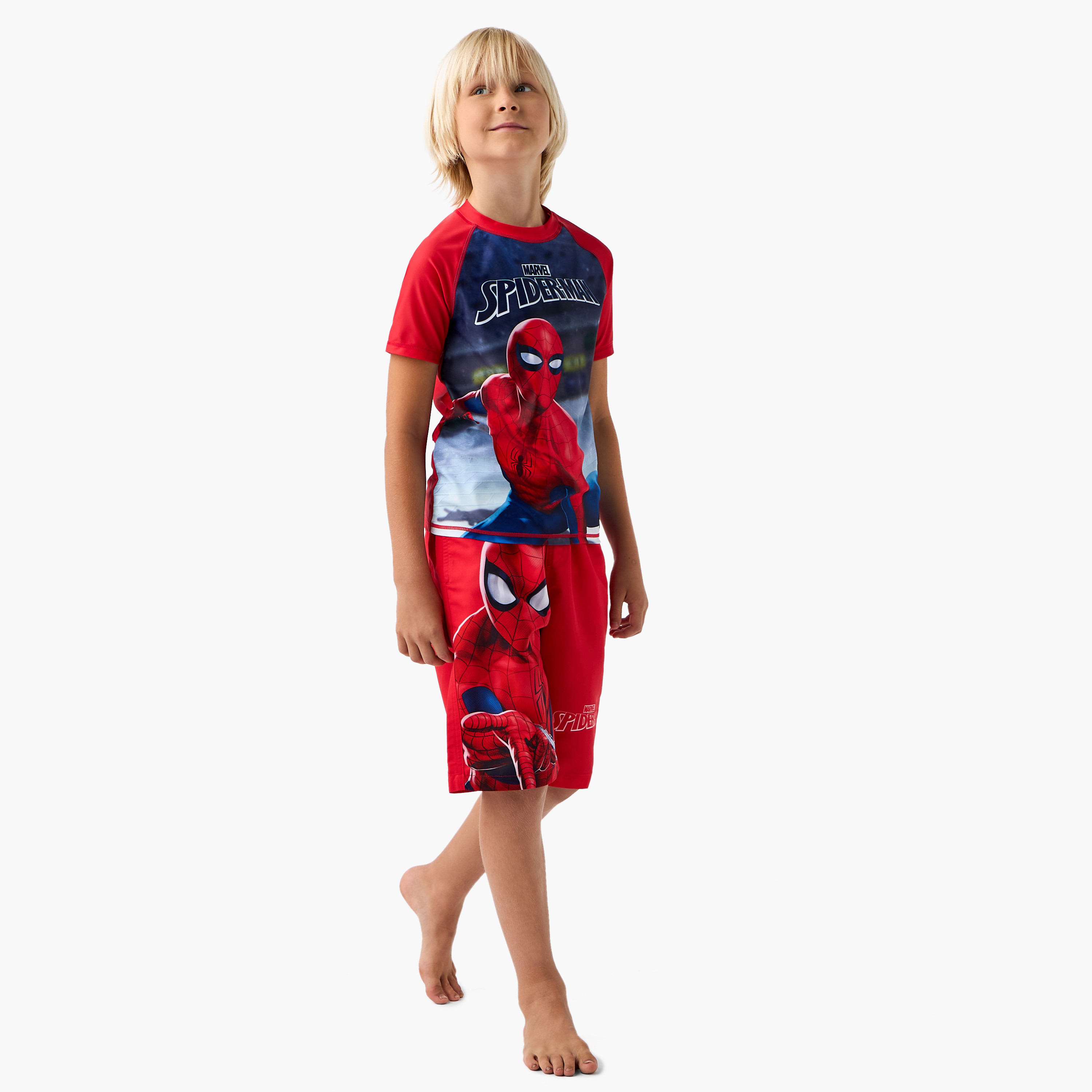 طقم شورت وتيشيرت سباحة بطبعات سبايدرمان-boys-clothing-sportswear-swimwear-image-1