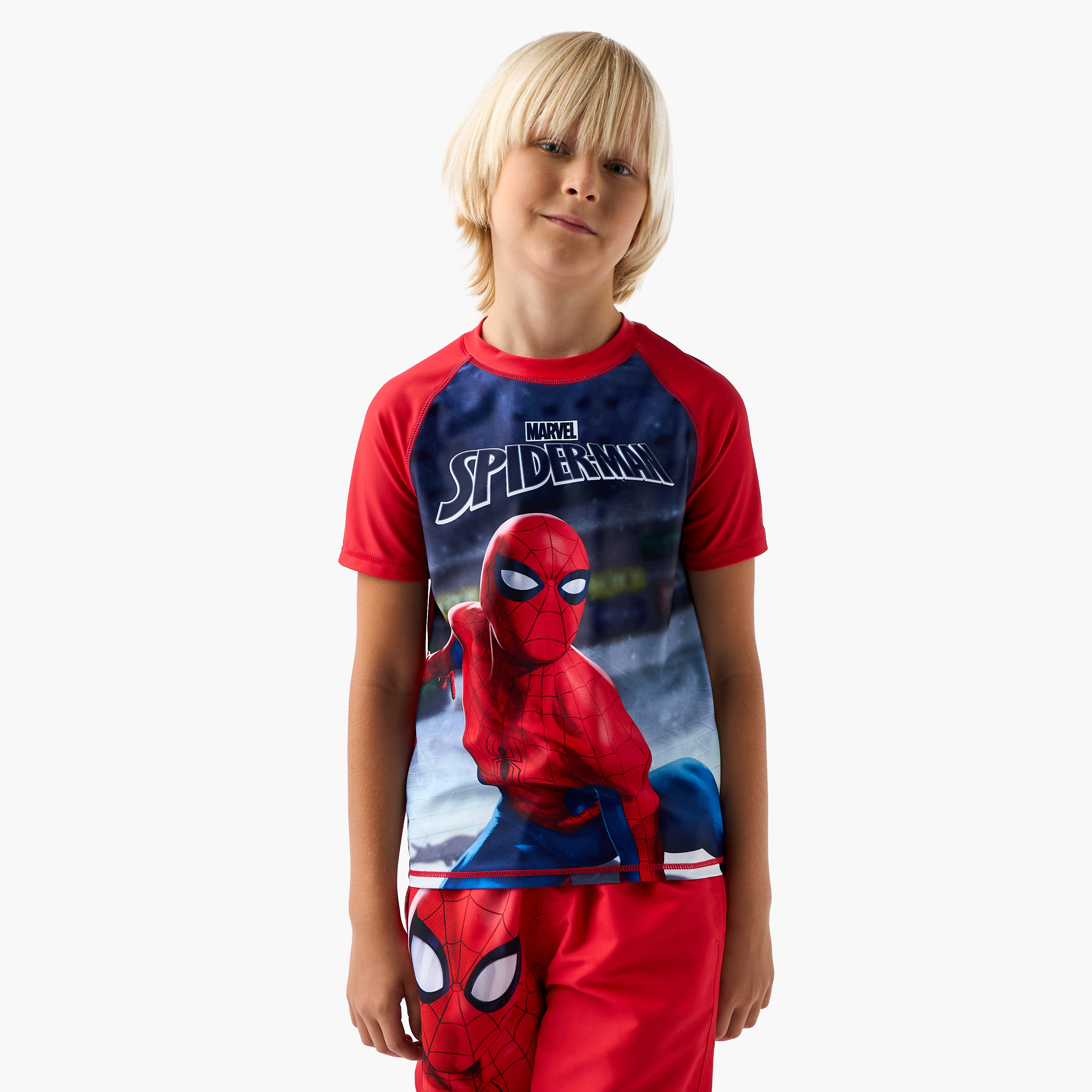 طقم شورت وتيشيرت سباحة بطبعات سبايدرمان-boys-clothing-sportswear-swimwear-image-2