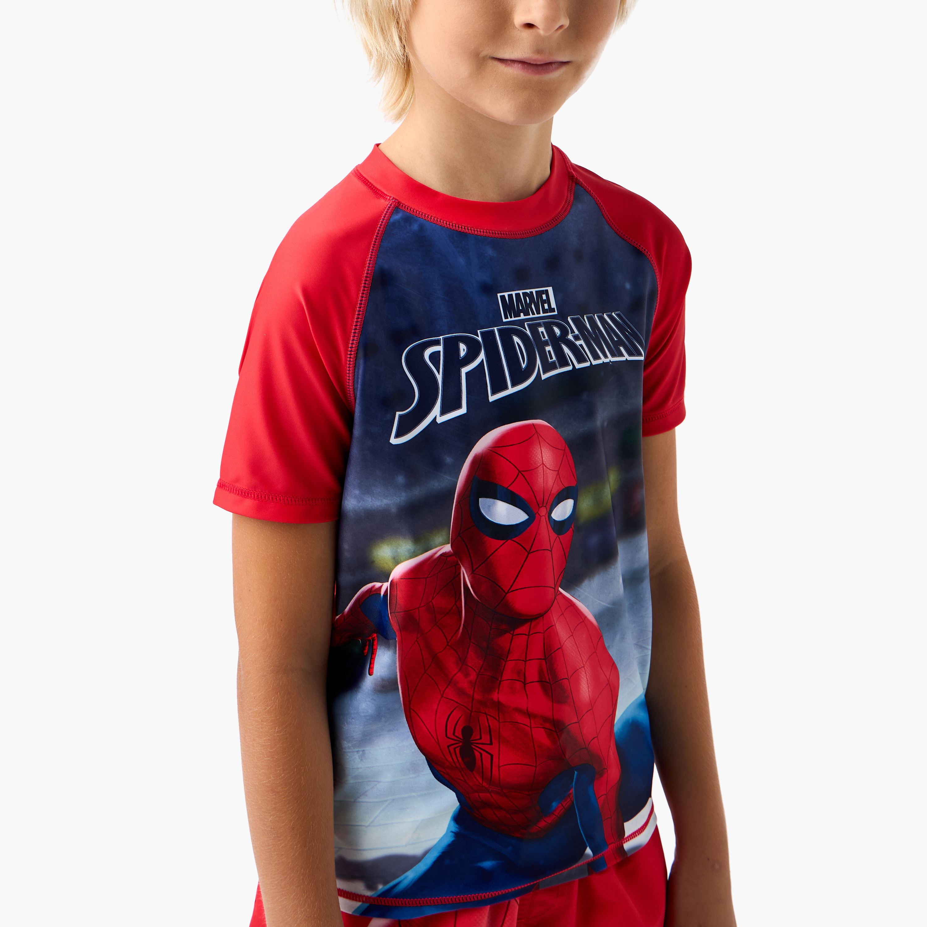 طقم شورت وتيشيرت سباحة بطبعات سبايدرمان-boys-clothing-sportswear-swimwear-image-5