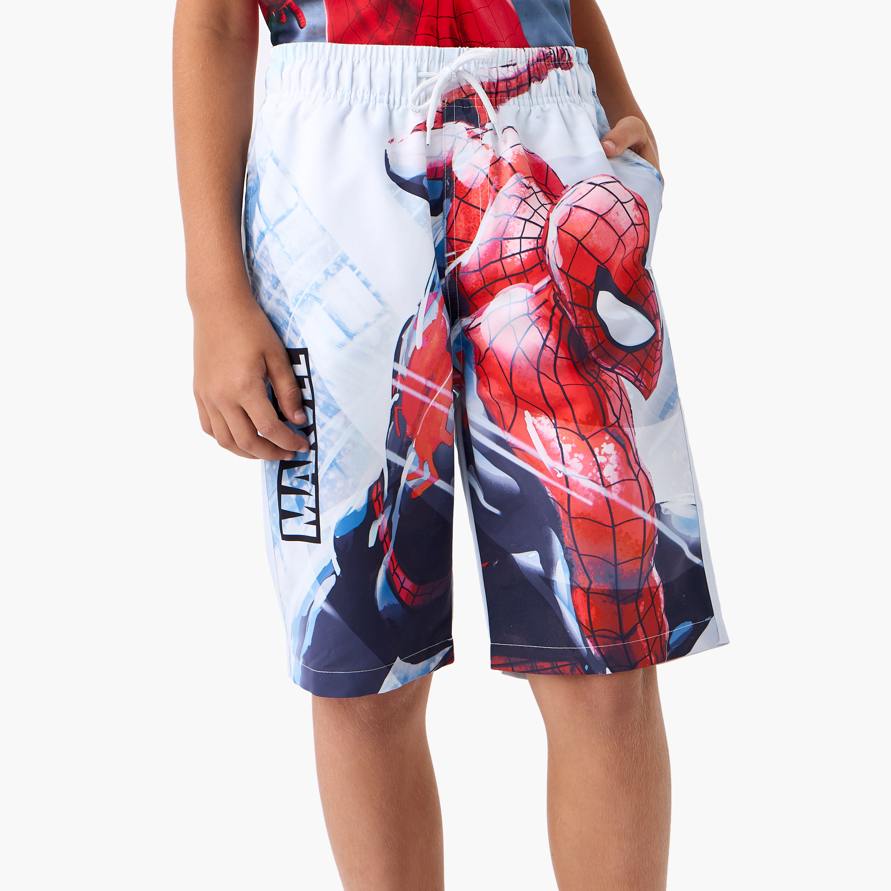 شورت سباحة بطبعات سبايدرمان ورباط إغلاق-sports-boys-clothing-swimwear-image-5