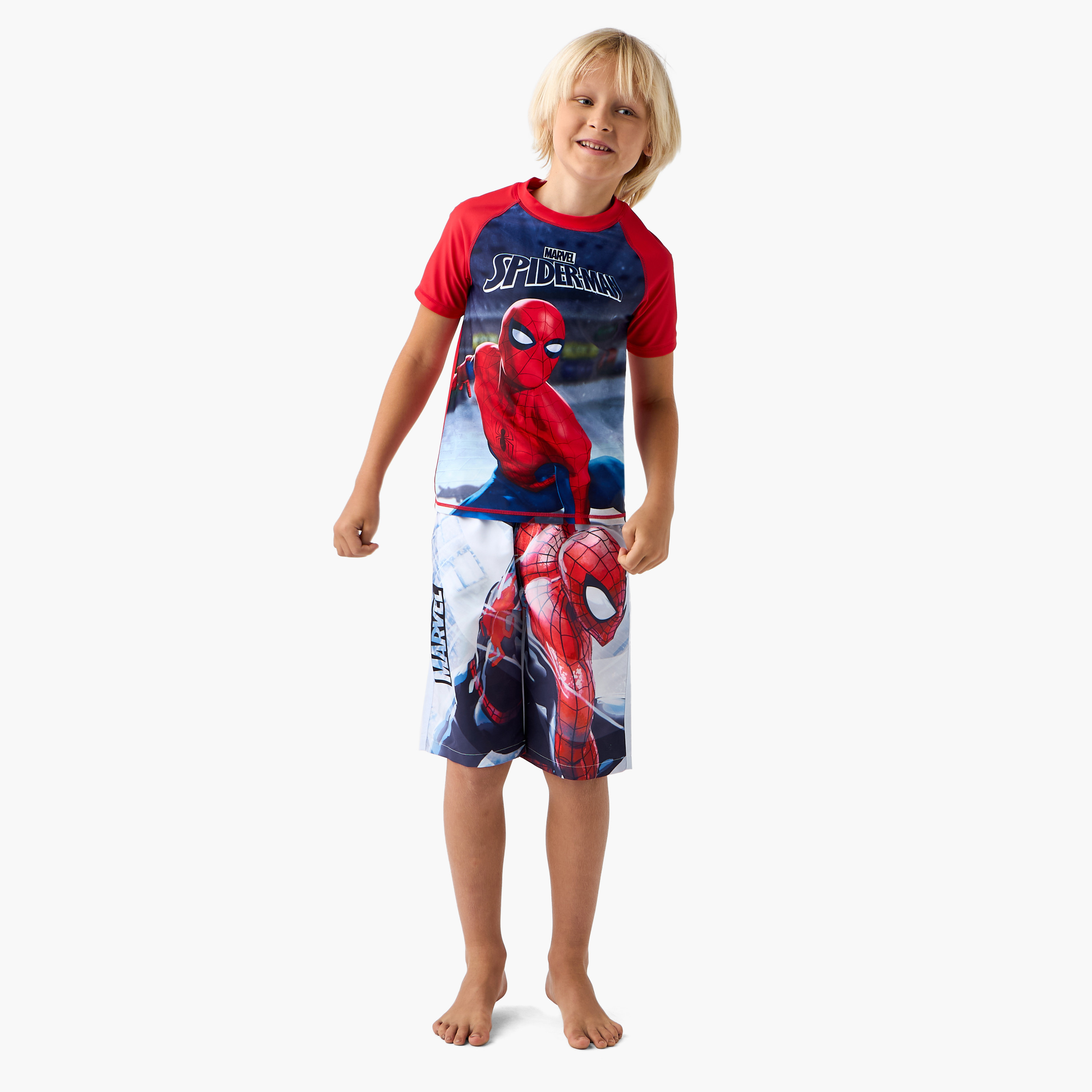 شورت سباحة بطبعات سبايدرمان ورباط إغلاق-sports-boys-clothing-swimwear-image-4