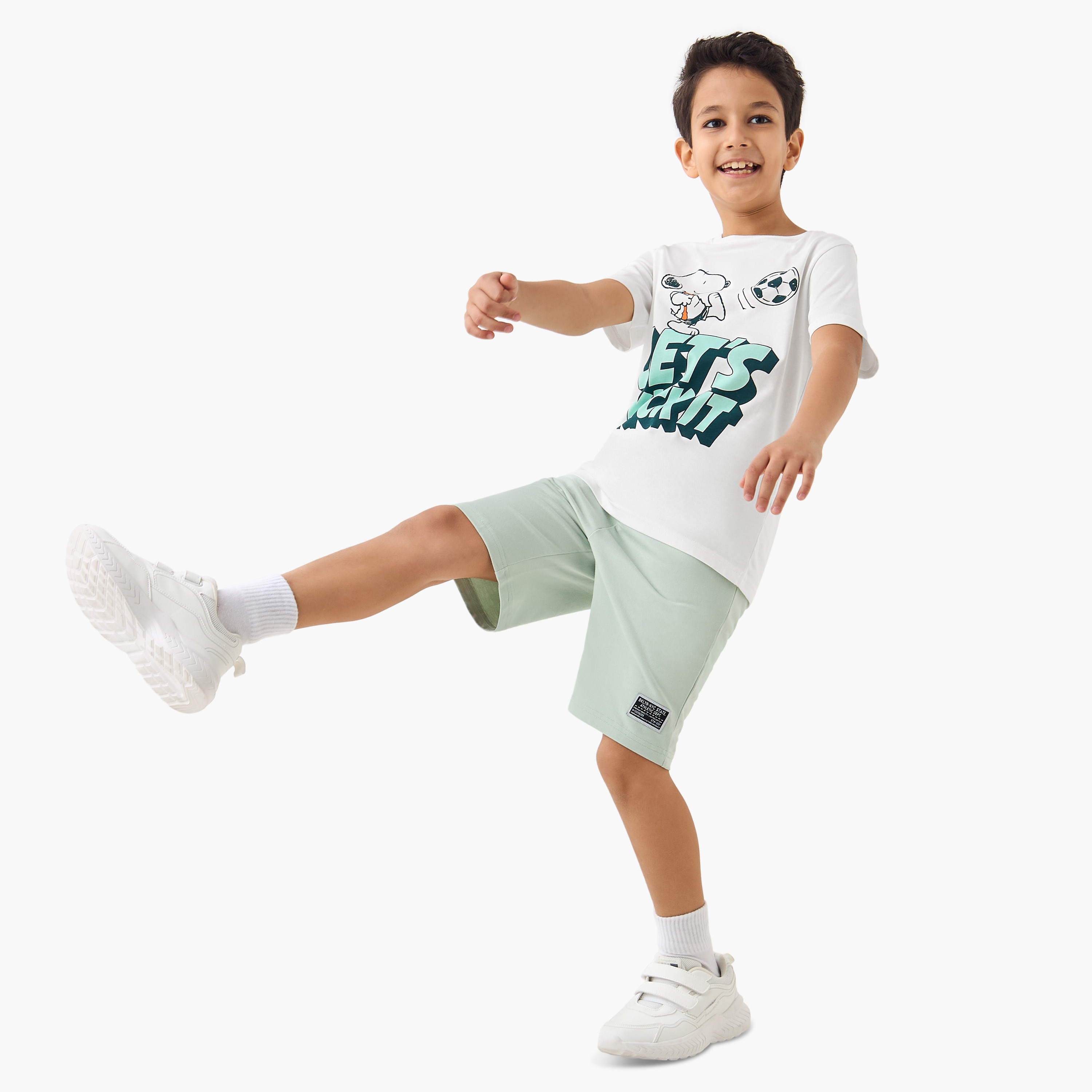 Peanut Print Crew Neck T-shirt with Short Sleeves-boys-clothing-tshirtsandpolos-image-2