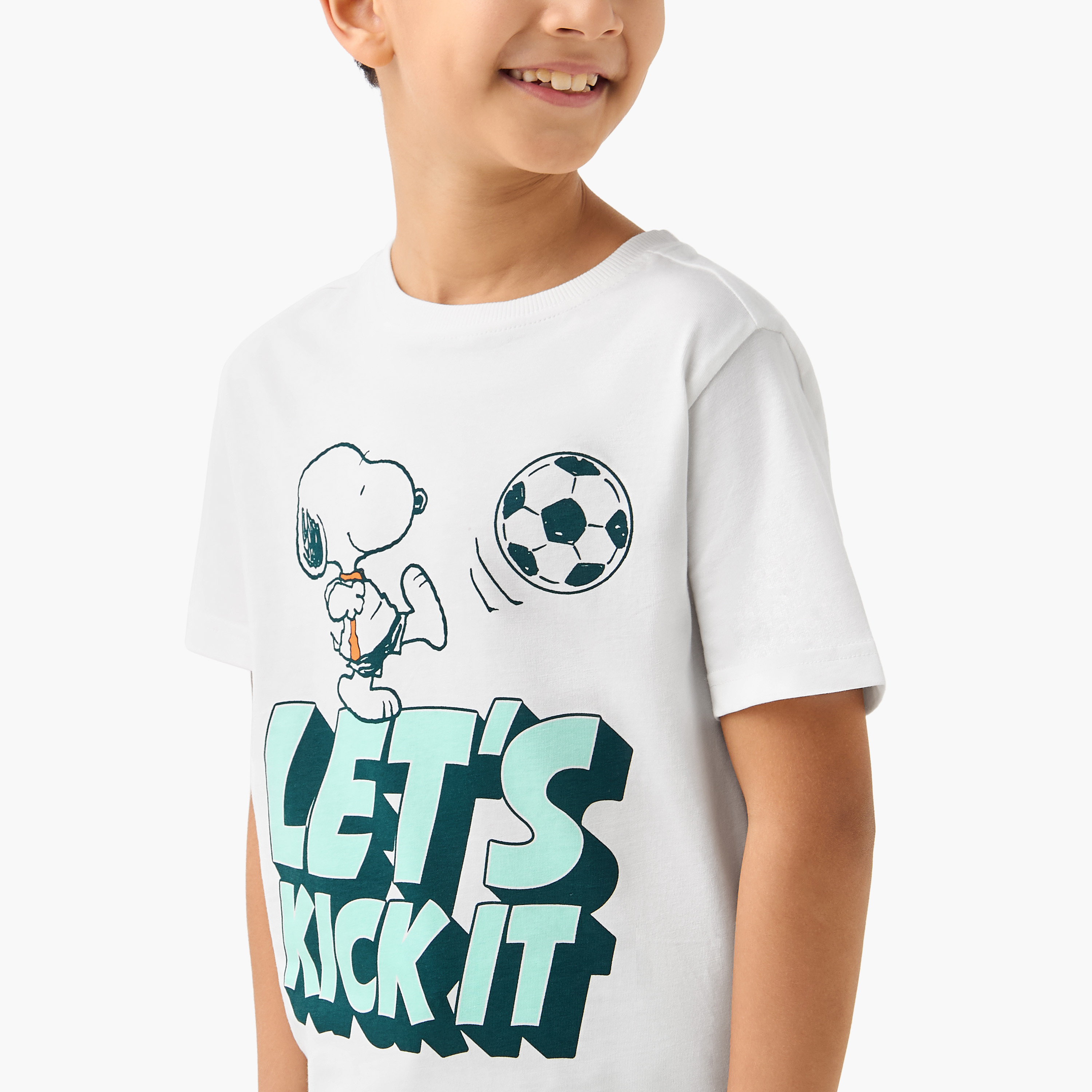 Peanut Print Crew Neck T-shirt with Short Sleeves-boys-clothing-tshirtsandpolos-image-4