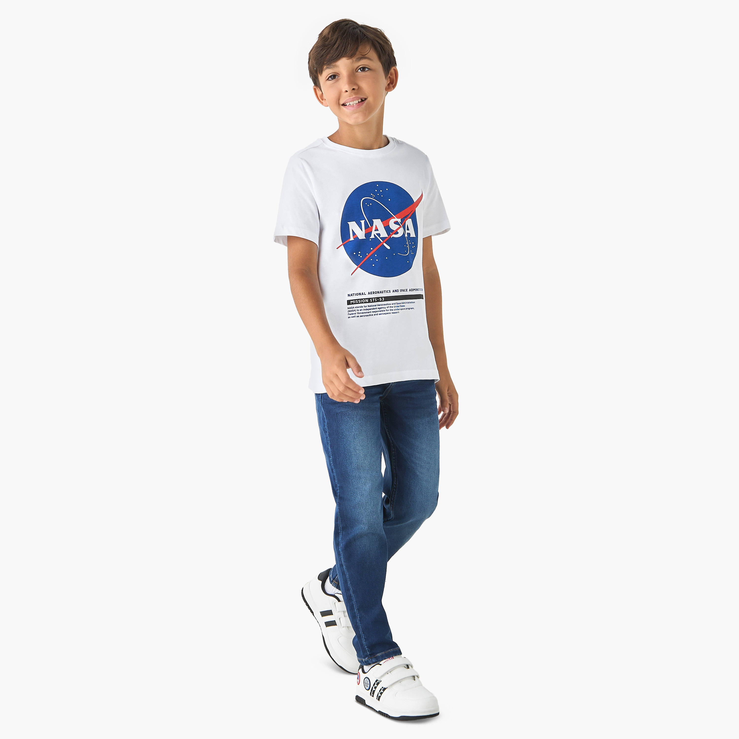 تيشيرت بياقة ضيقة وأكمام قصيرة وطبعات ناسا-boys-clothing-tshirtsandpolos-image-2