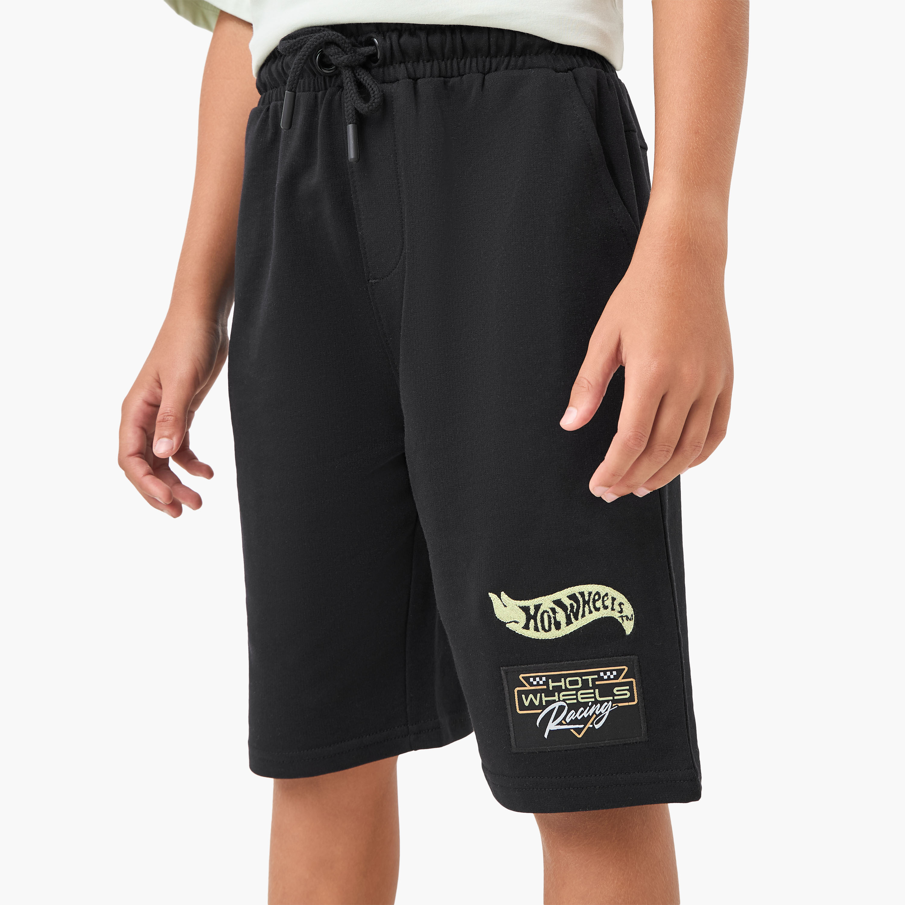 Hot Wheels Embroidered Shorts with Drawstring Closure and Pockets-boys-clothing-bottoms-shorts-image-1