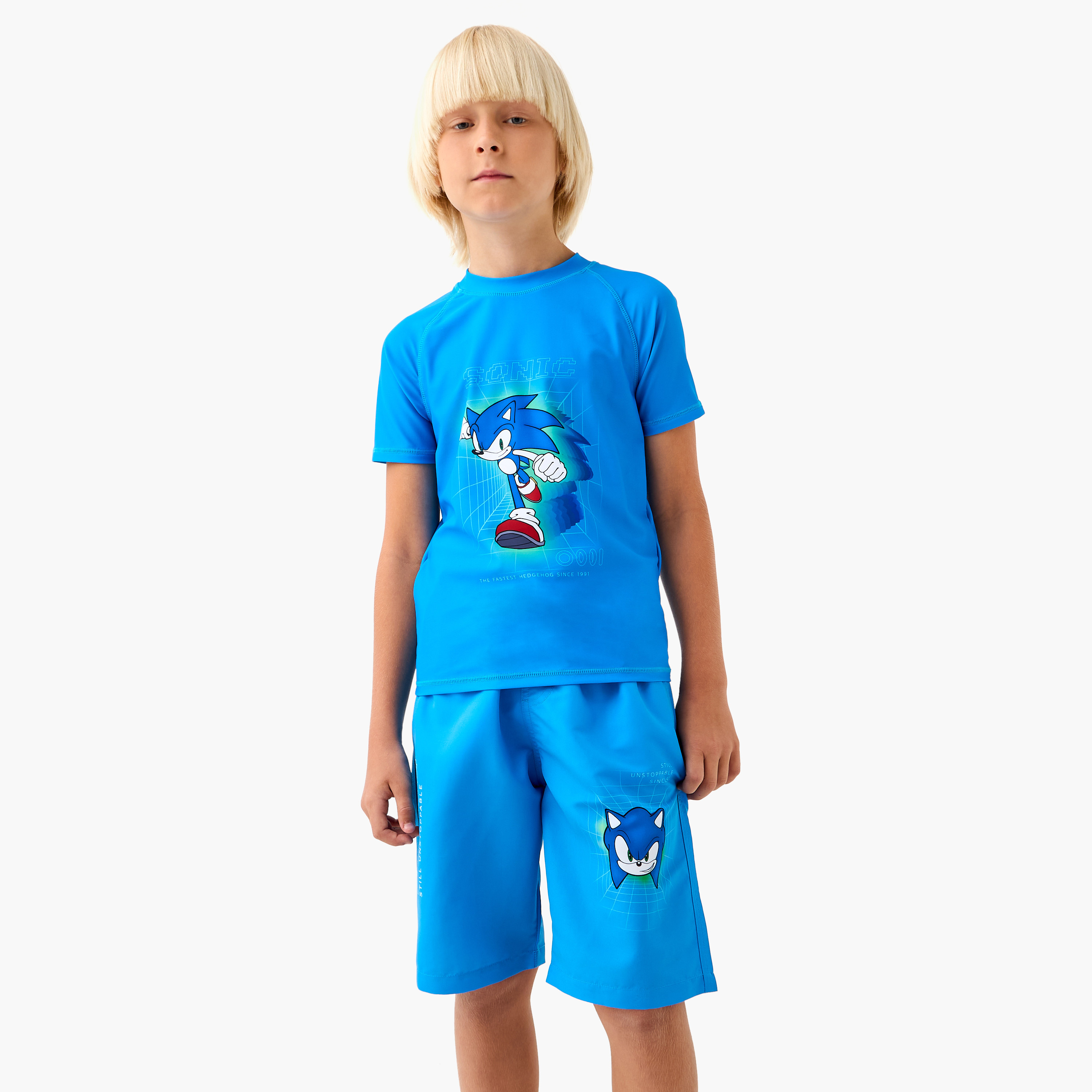 Sonic the Hedgehog Print Rashguard and Swim Shorts Set-boys-clothing-sportswear-swimwear-image-1