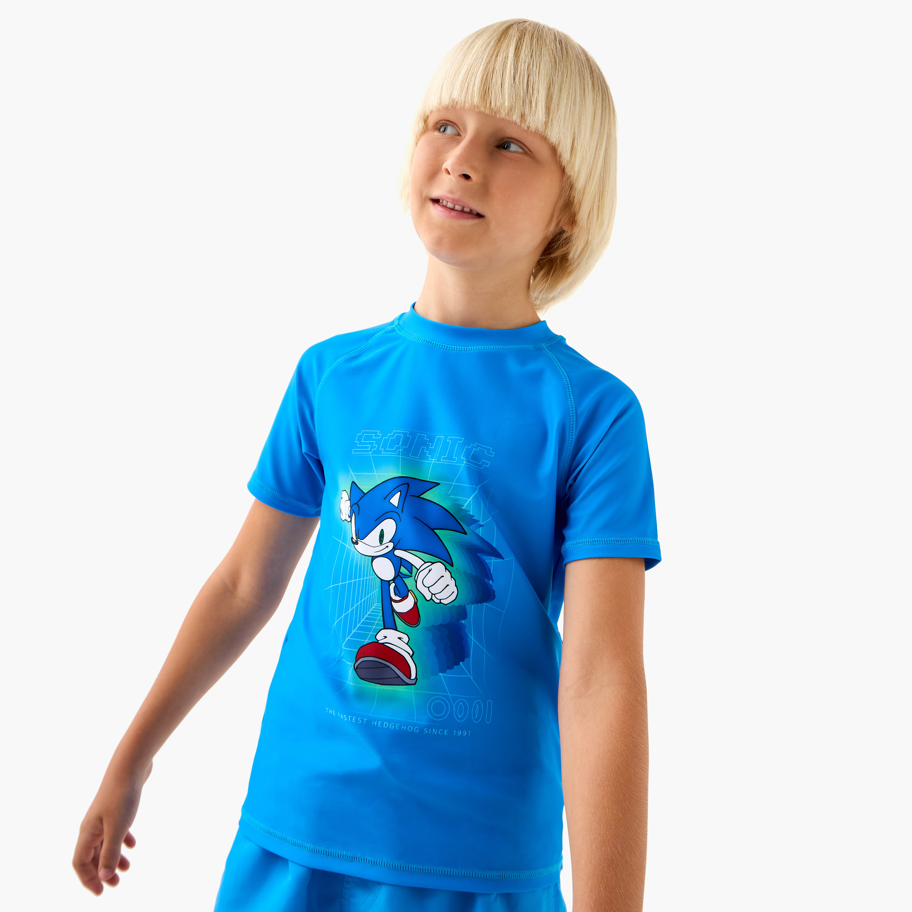 Sonic the Hedgehog Print Rashguard and Swim Shorts Set-boys-clothing-sportswear-swimwear-image-2