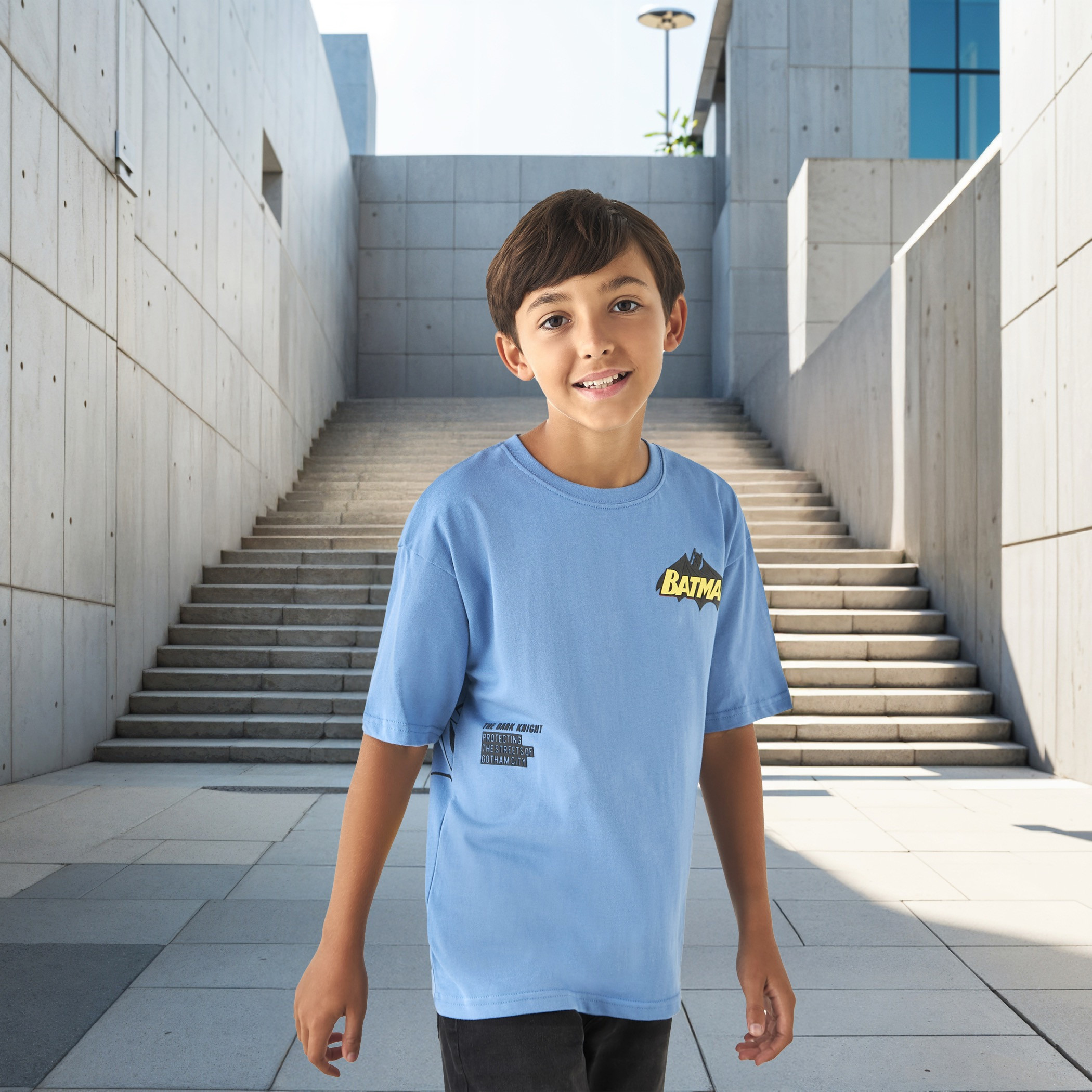 Batman Print T-shirt with Short Sleeves-boys-clothing-tshirtsandpolos-image-3