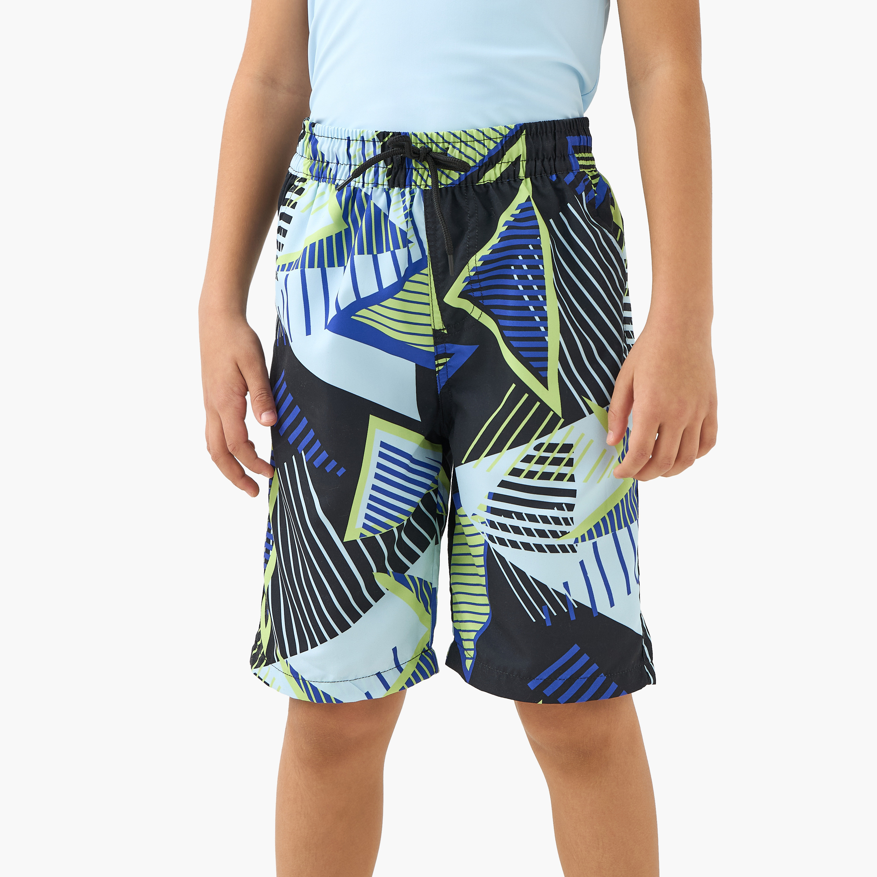 Juniors Printed Swim T-shirt and Shorts Set-boys-clothing-swimwear-image-3