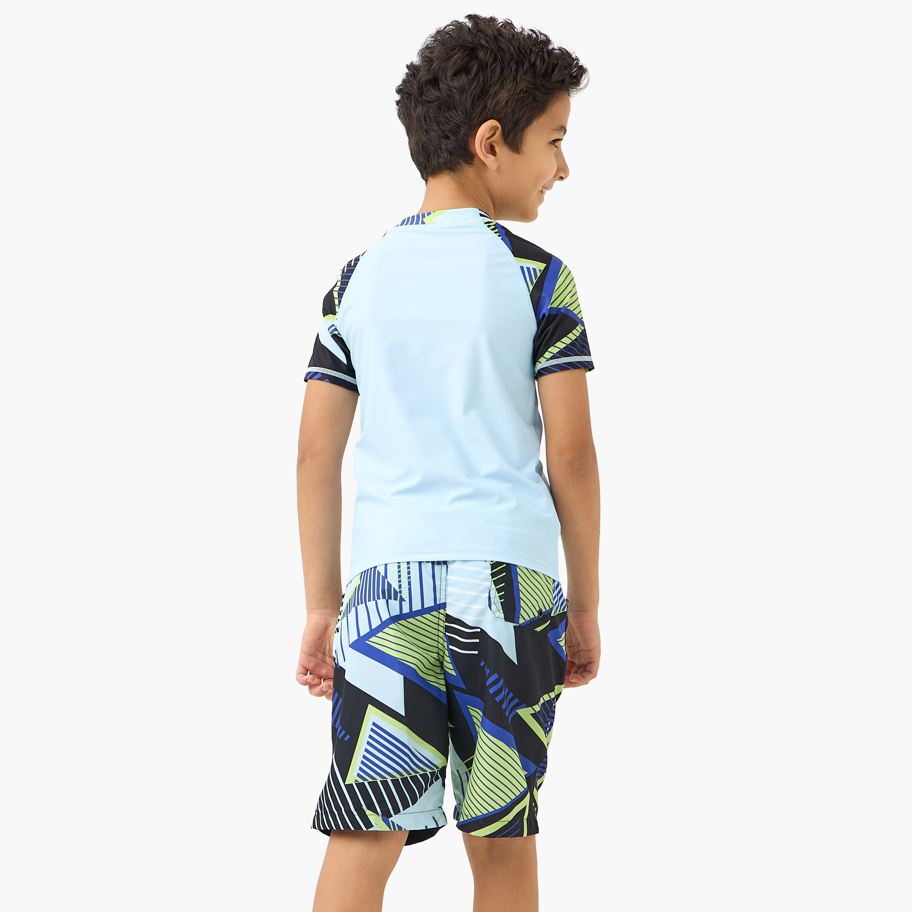 Juniors Printed Swim T-shirt and Shorts Set-boys-clothing-swimwear-image-4