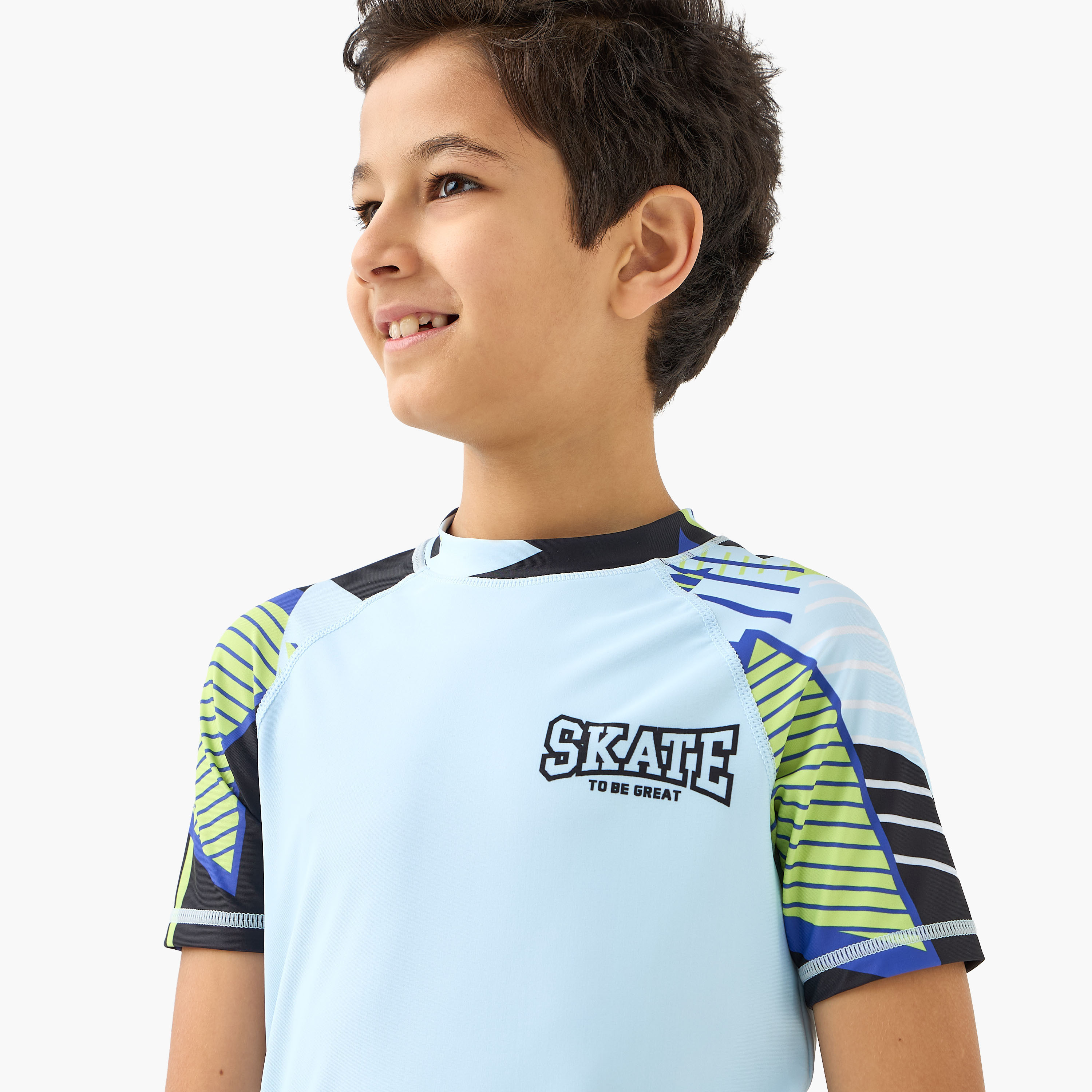 Juniors Printed Swim T-shirt and Shorts Set-boys-clothing-swimwear-image-5