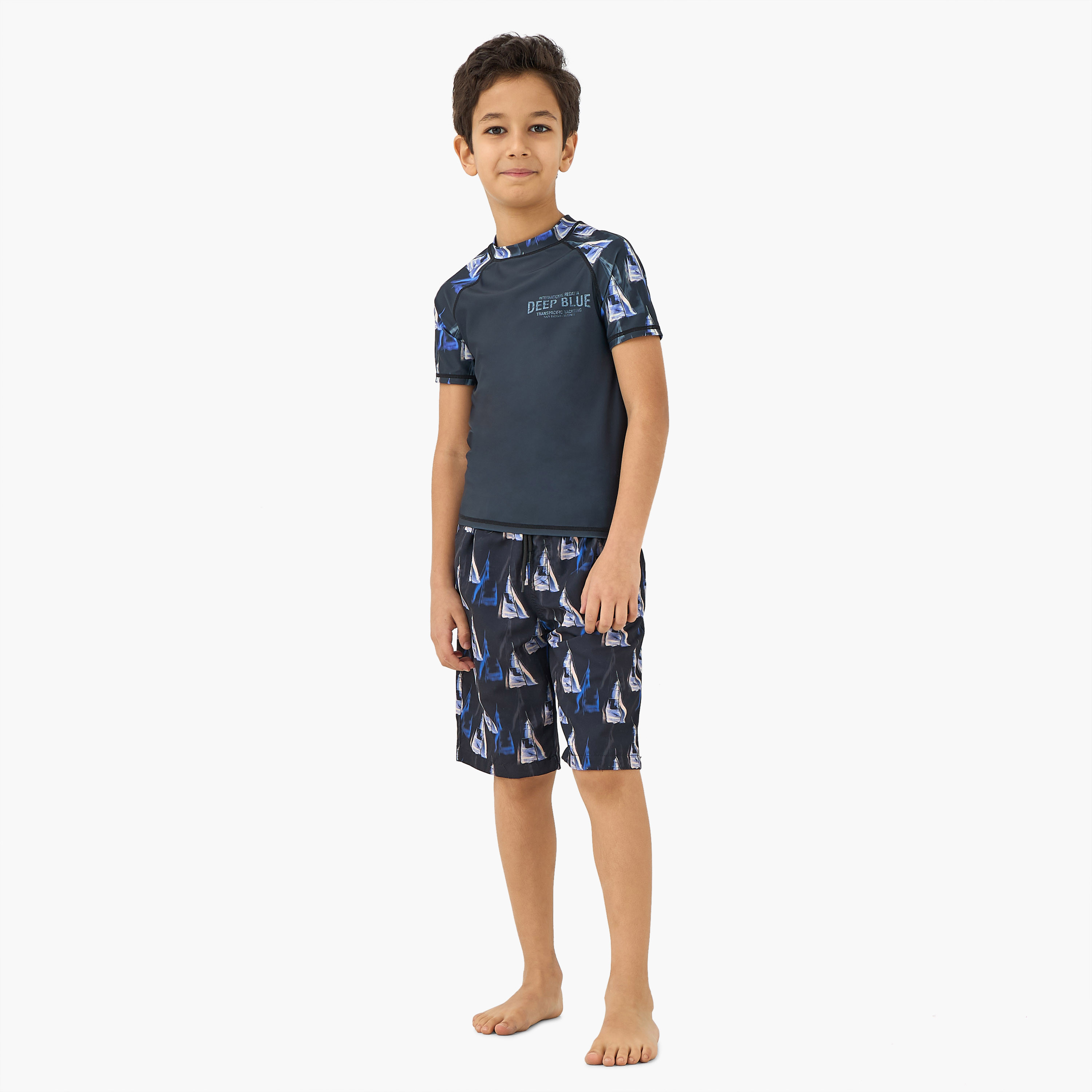 Juniors Printed Rashguard and Swim Shorts Set-boys-clothing-swimwear-image-1