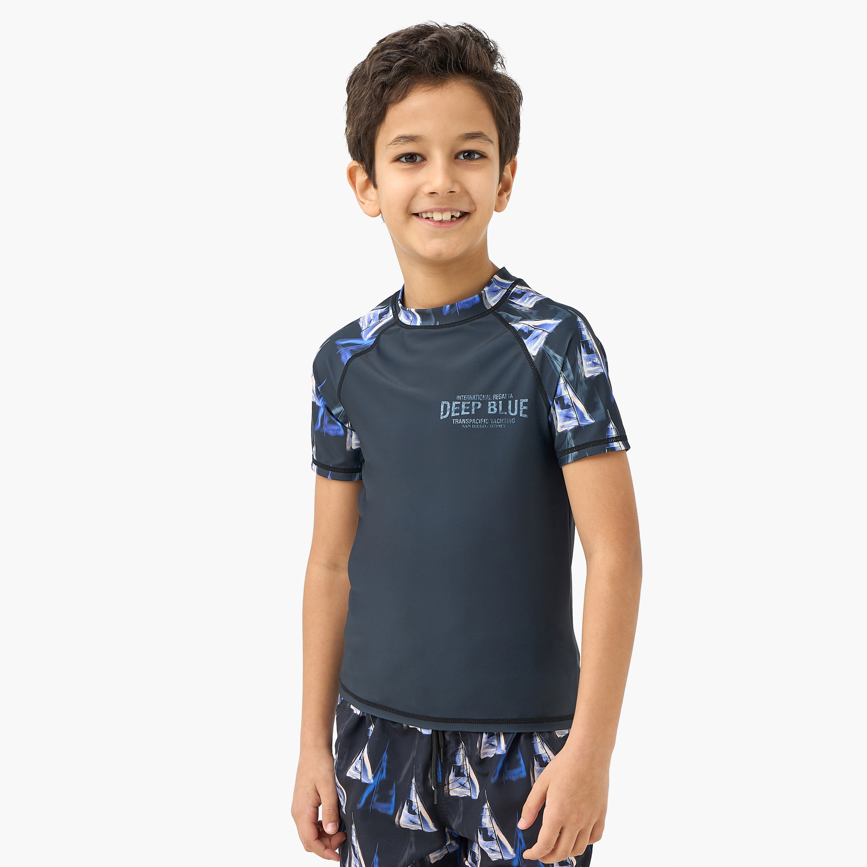 Juniors Printed Rashguard and Swim Shorts Set-boys-clothing-swimwear-image-2
