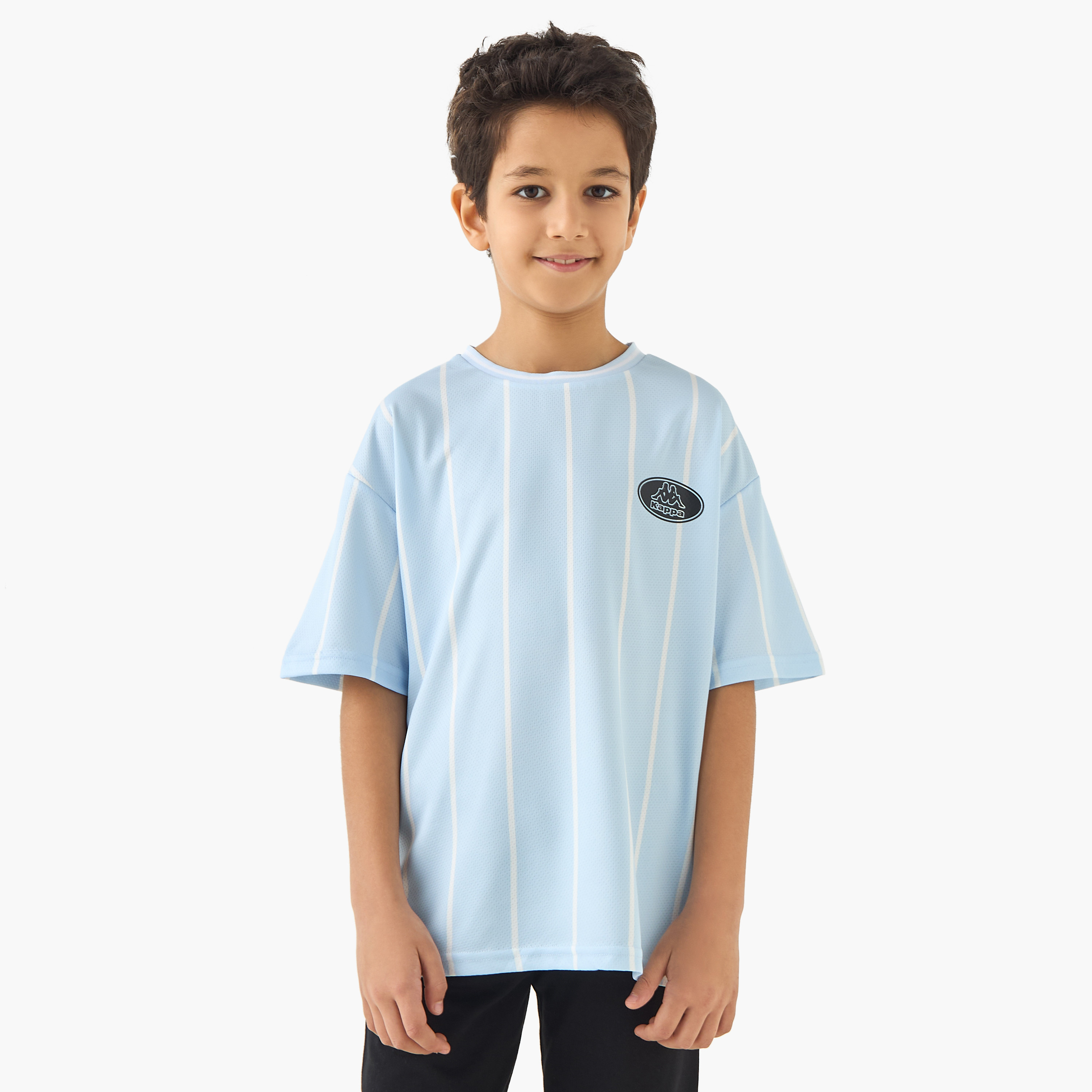 Kappa Striped Crew Neck T-shirt with Short Sleeves-boys-clothing-sportswear-tops-image-1