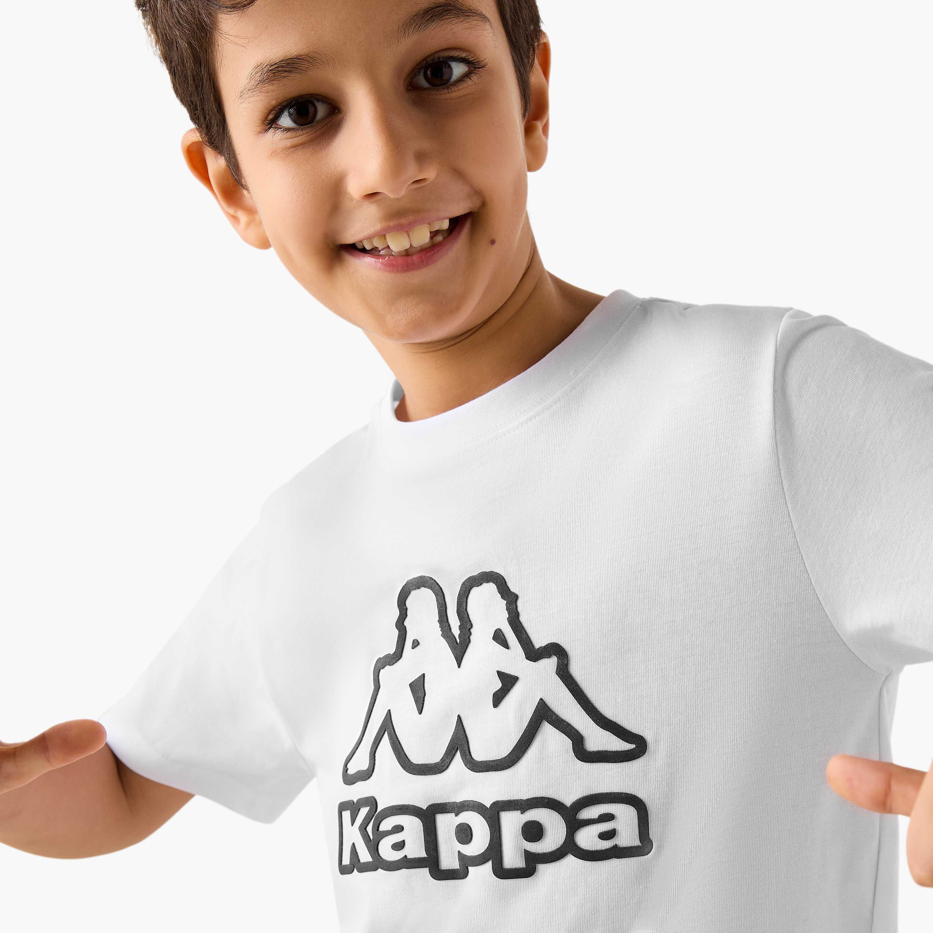 Kappa Logo Print T-shirt with Short Sleeves-boys-clothing-sportswear-tops-image-4