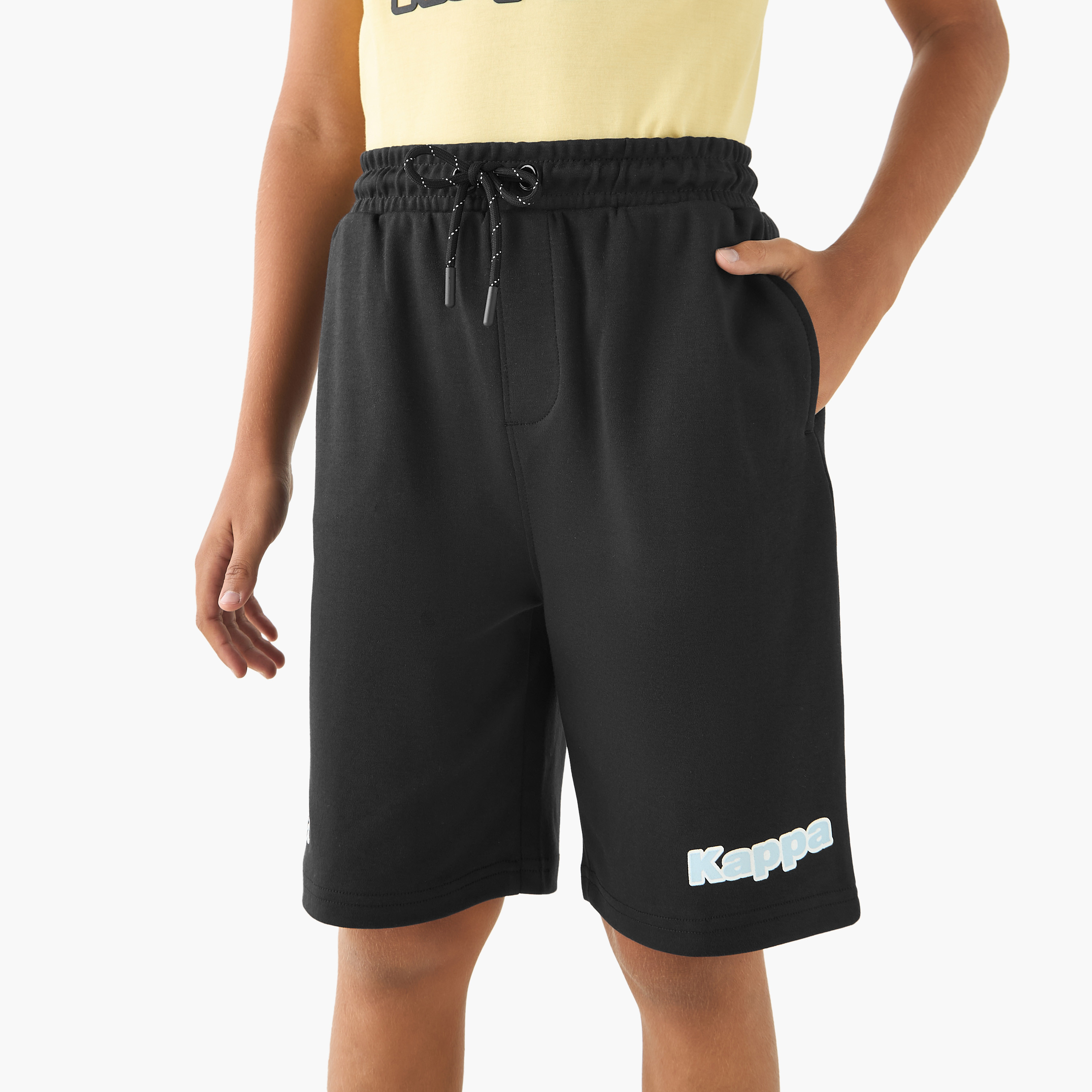 Kappa Logo Print Shorts with Drawstring Closure and Pockets-sports-boys-clothing-bottoms-shorts-image-1