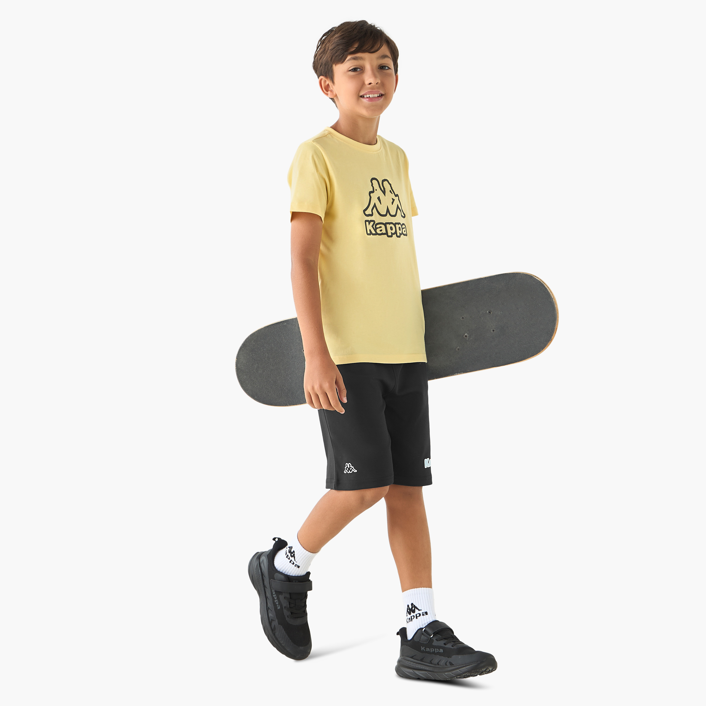 Kappa Logo Print Shorts with Drawstring Closure and Pockets-sports-boys-clothing-bottoms-shorts-image-2