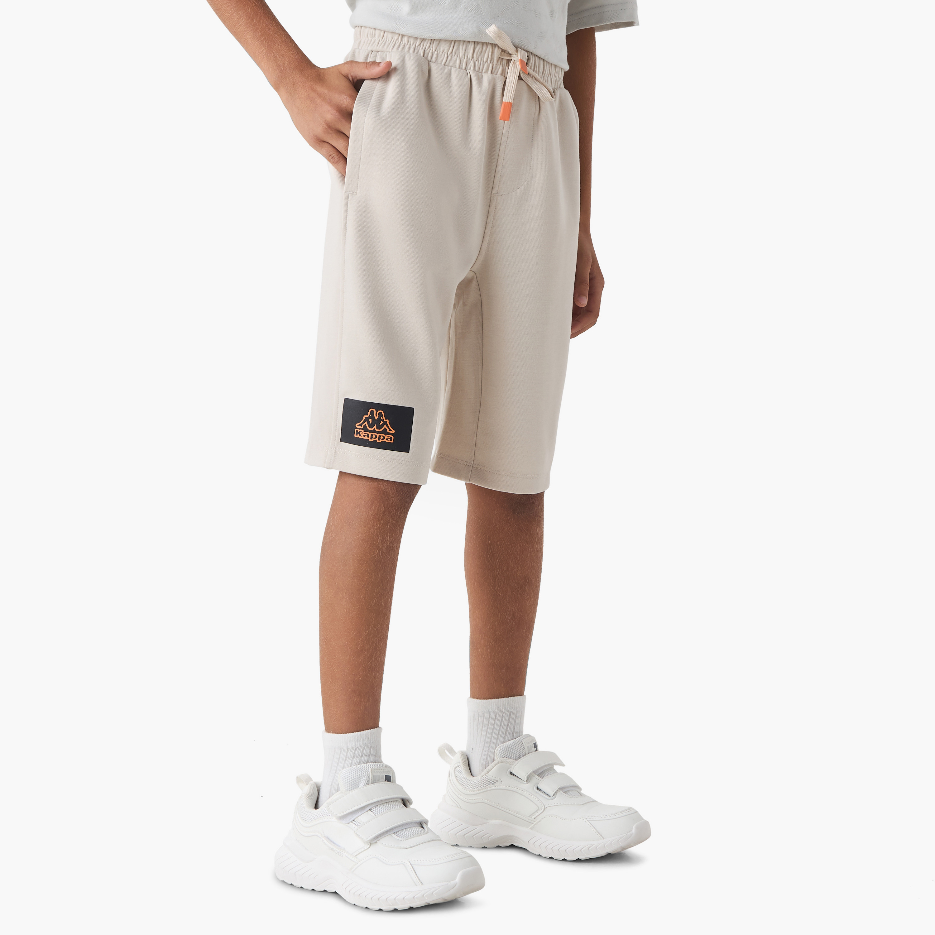 Kappa Logo Applique Shorts with Drawstring Closure and Pockets-sports-boys-clothing-bottoms-image-1
