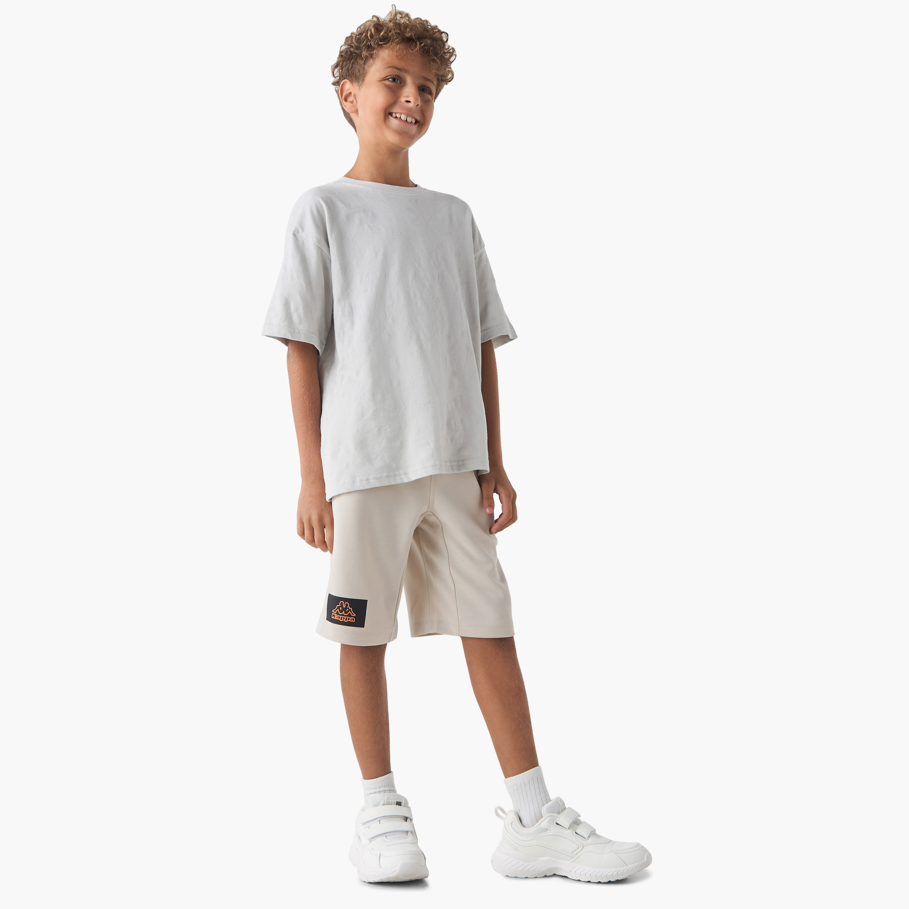 Kappa Logo Applique Shorts with Drawstring Closure and Pockets-sports-boys-clothing-bottoms-image-2