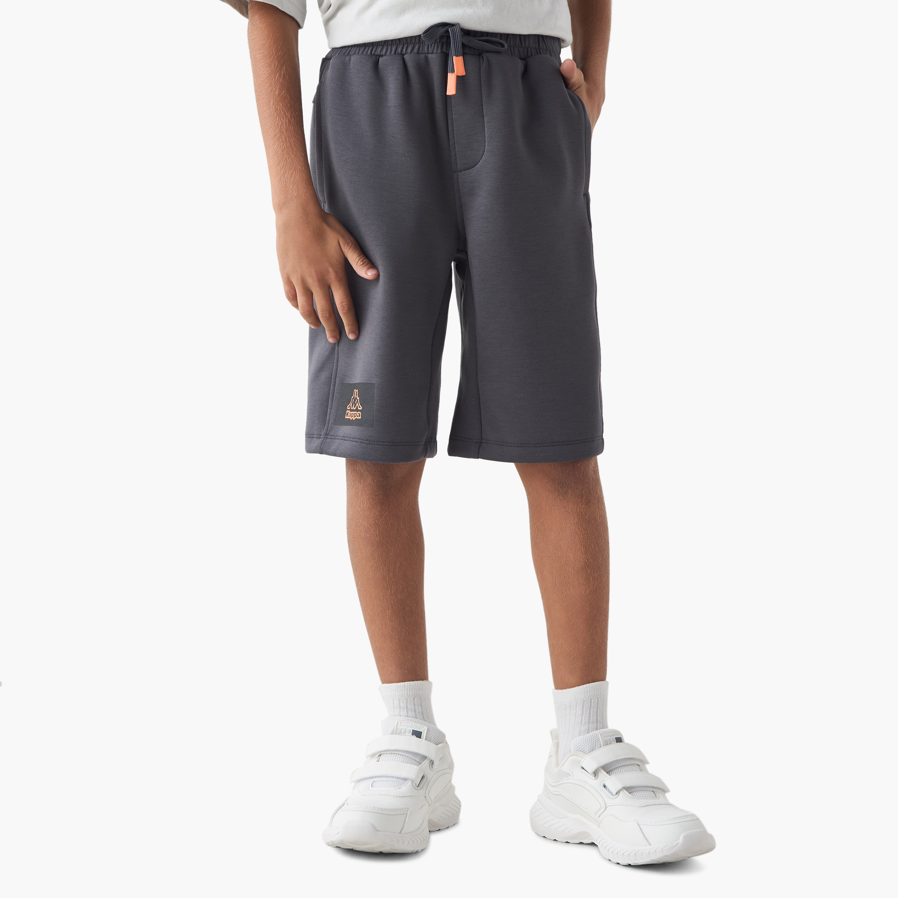 Kappa Logo Applique Shorts with Drawstring Closure and Pockets-sports-boys-clothing-bottoms-image-1