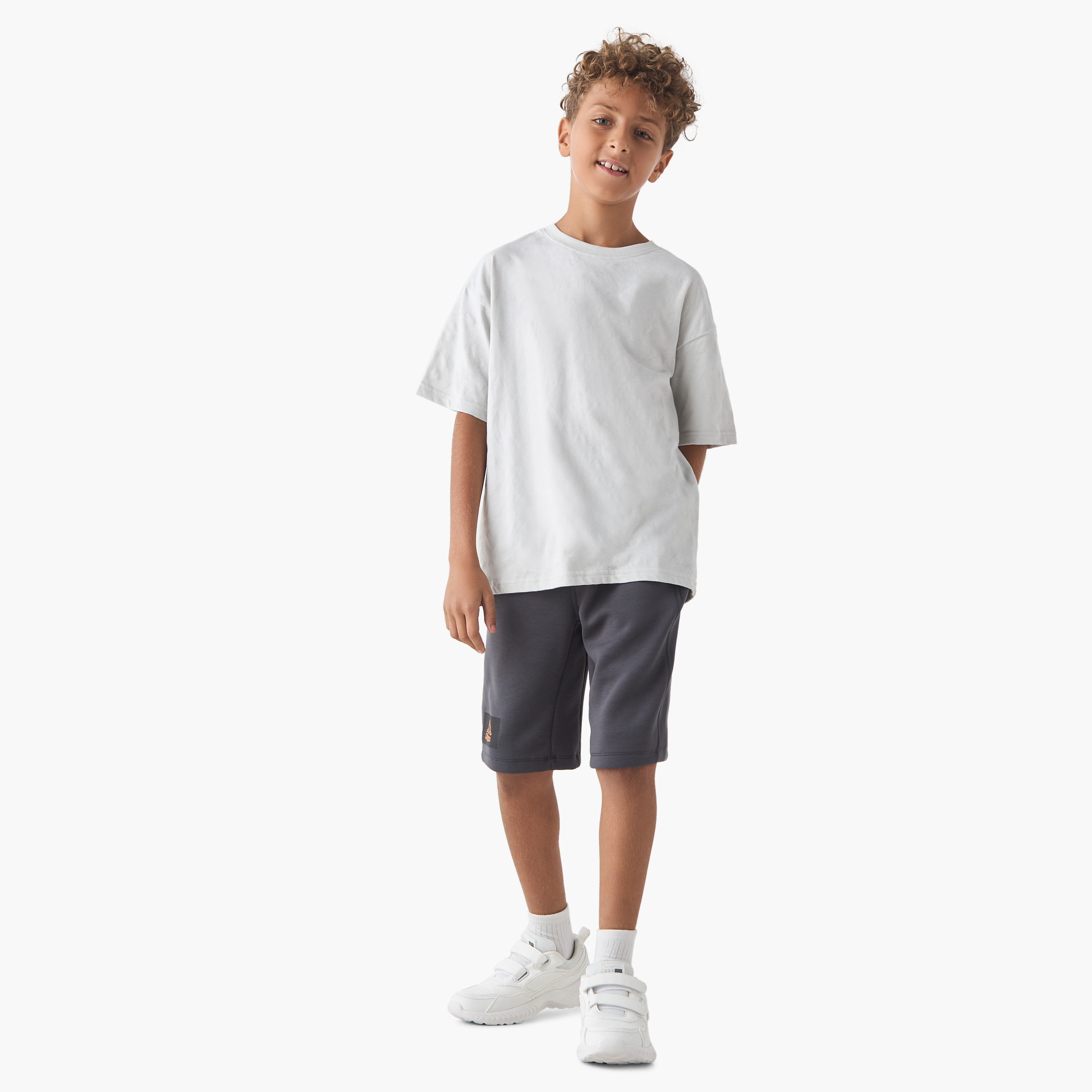 Kappa Logo Applique Shorts with Drawstring Closure and Pockets-sports-boys-clothing-bottoms-image-2