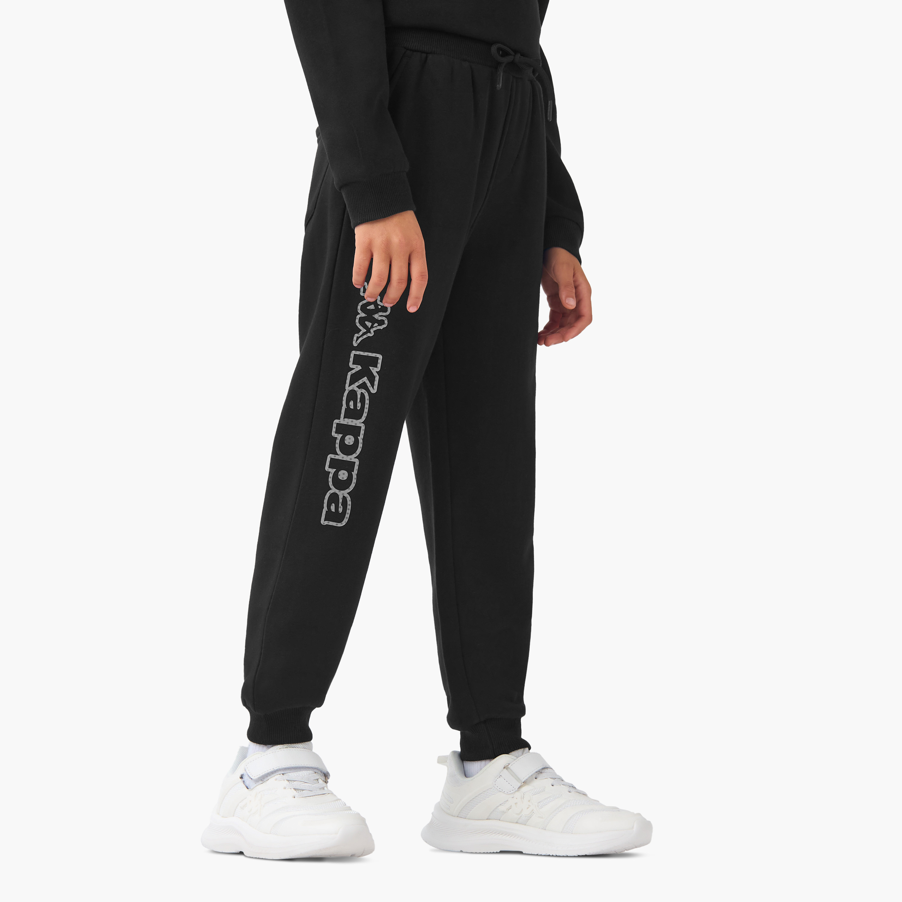 Kappa Logo Print Joggers with Drawstring Closure and Pockets-boys-clothing-sportswear-bottoms-image-1