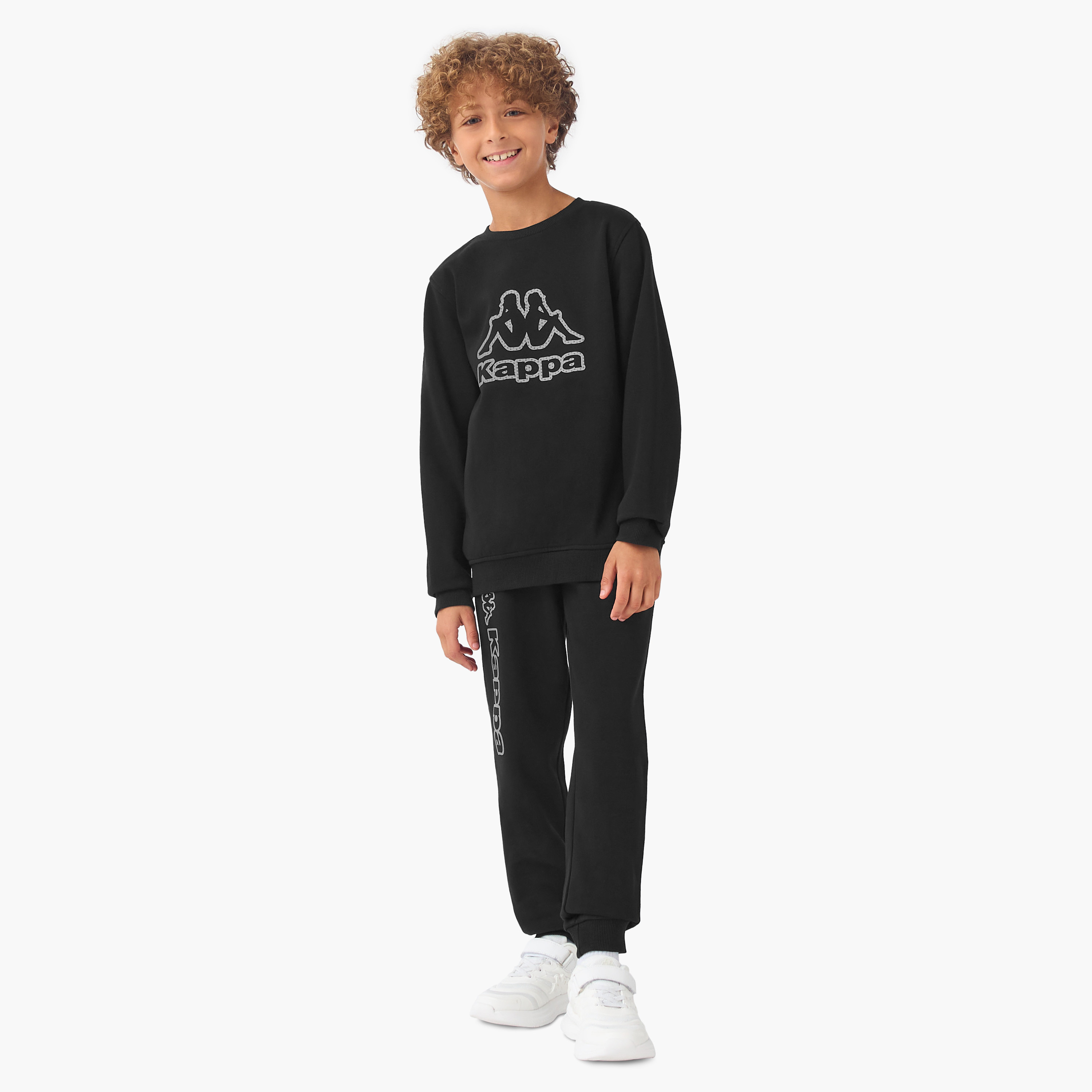 Kappa Logo Print Joggers with Drawstring Closure and Pockets-boys-clothing-sportswear-bottoms-image-2