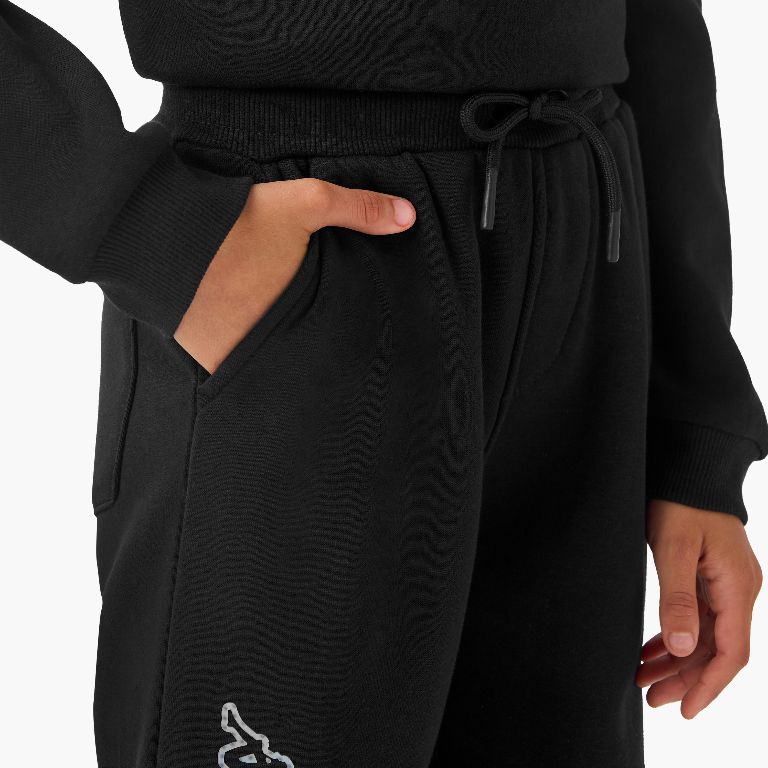 Kappa Logo Print Joggers with Drawstring Closure and Pockets-boys-clothing-sportswear-bottoms-image-4