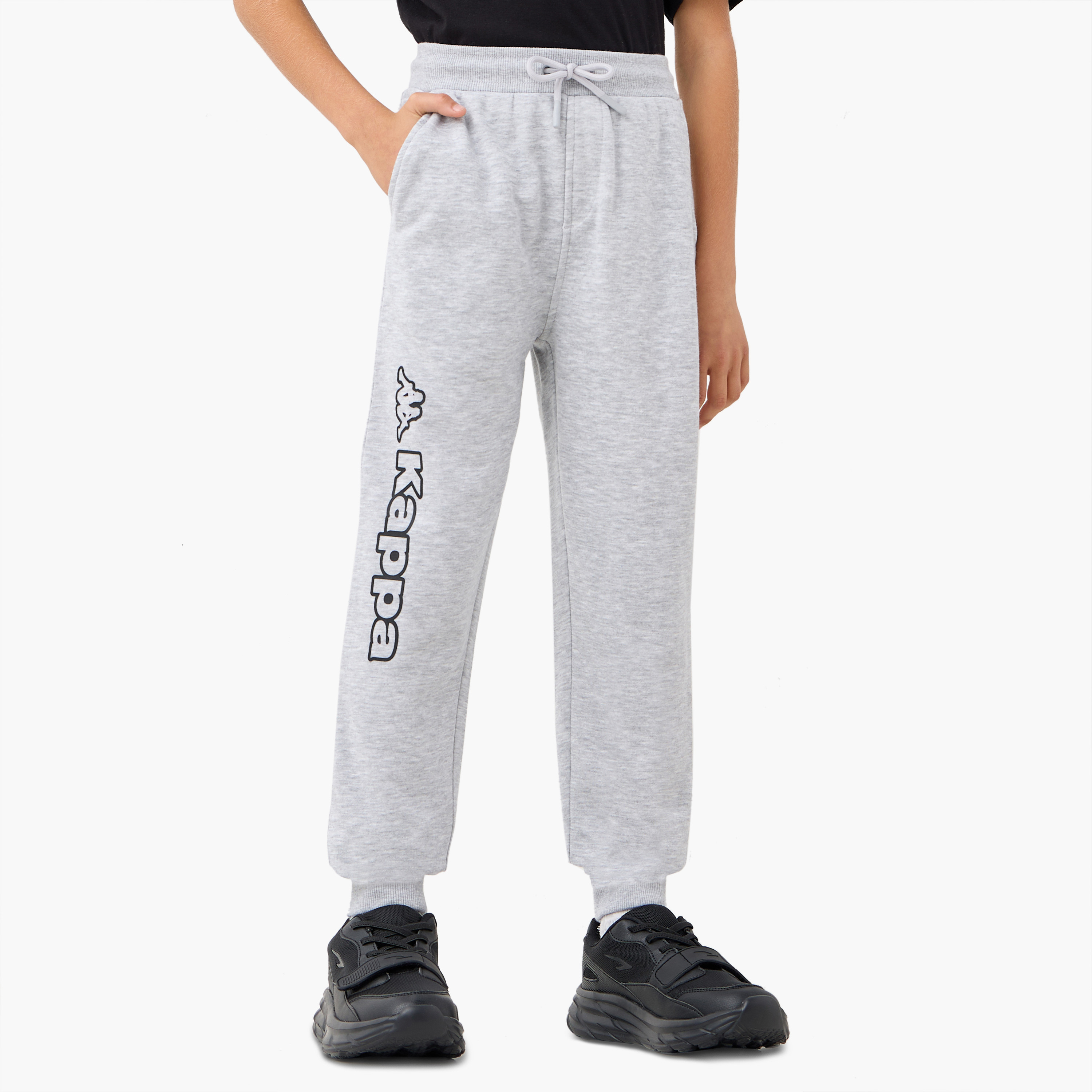 Kappa Logo Print Joggers with Pockets and Drawstring Closure-boys-clothing-sportswear-bottoms-image-1
