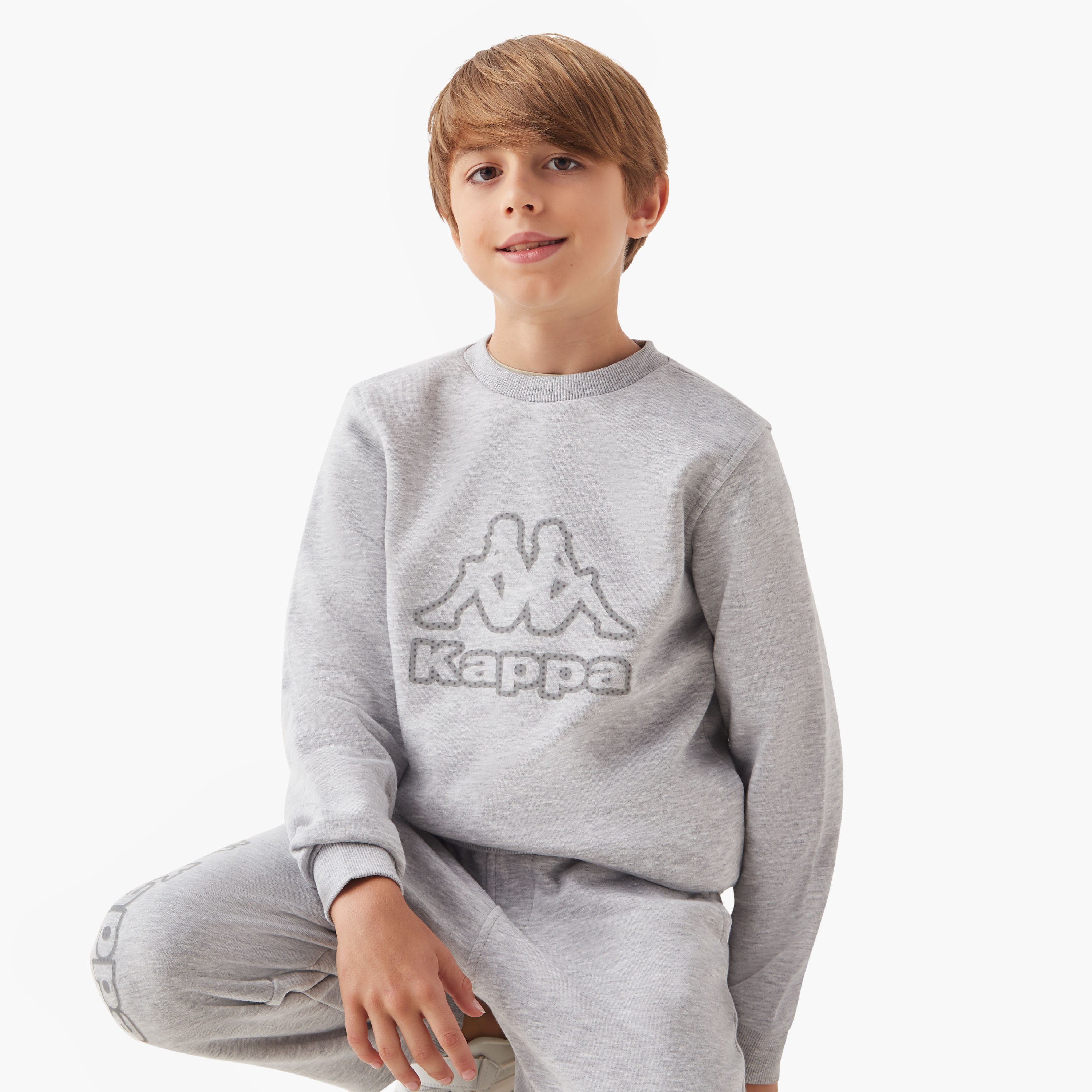 Kappa Logo Print Crew Neck Sweatshirt with Long Sleeves-boys-clothing-sweatshirts-image-1