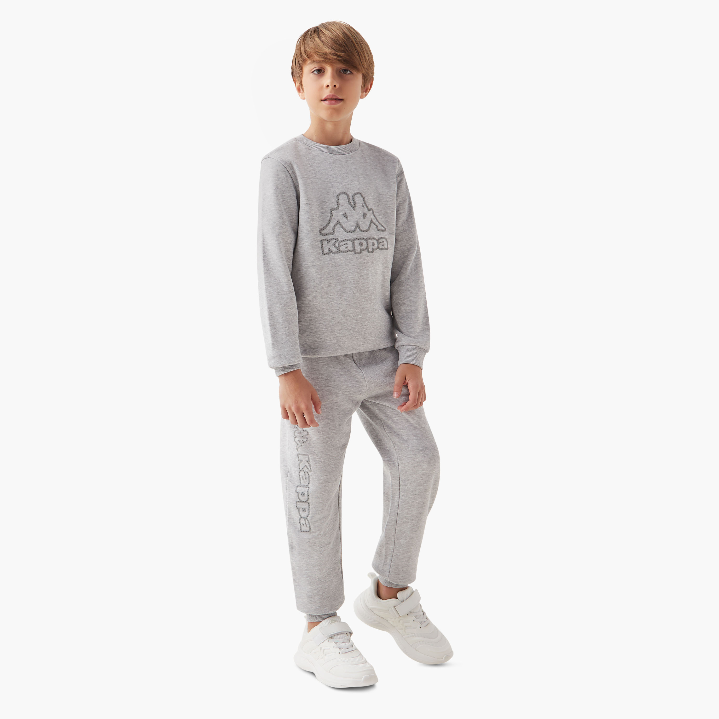 Kappa Logo Print Crew Neck Sweatshirt with Long Sleeves-boys-clothing-sweatshirts-image-2