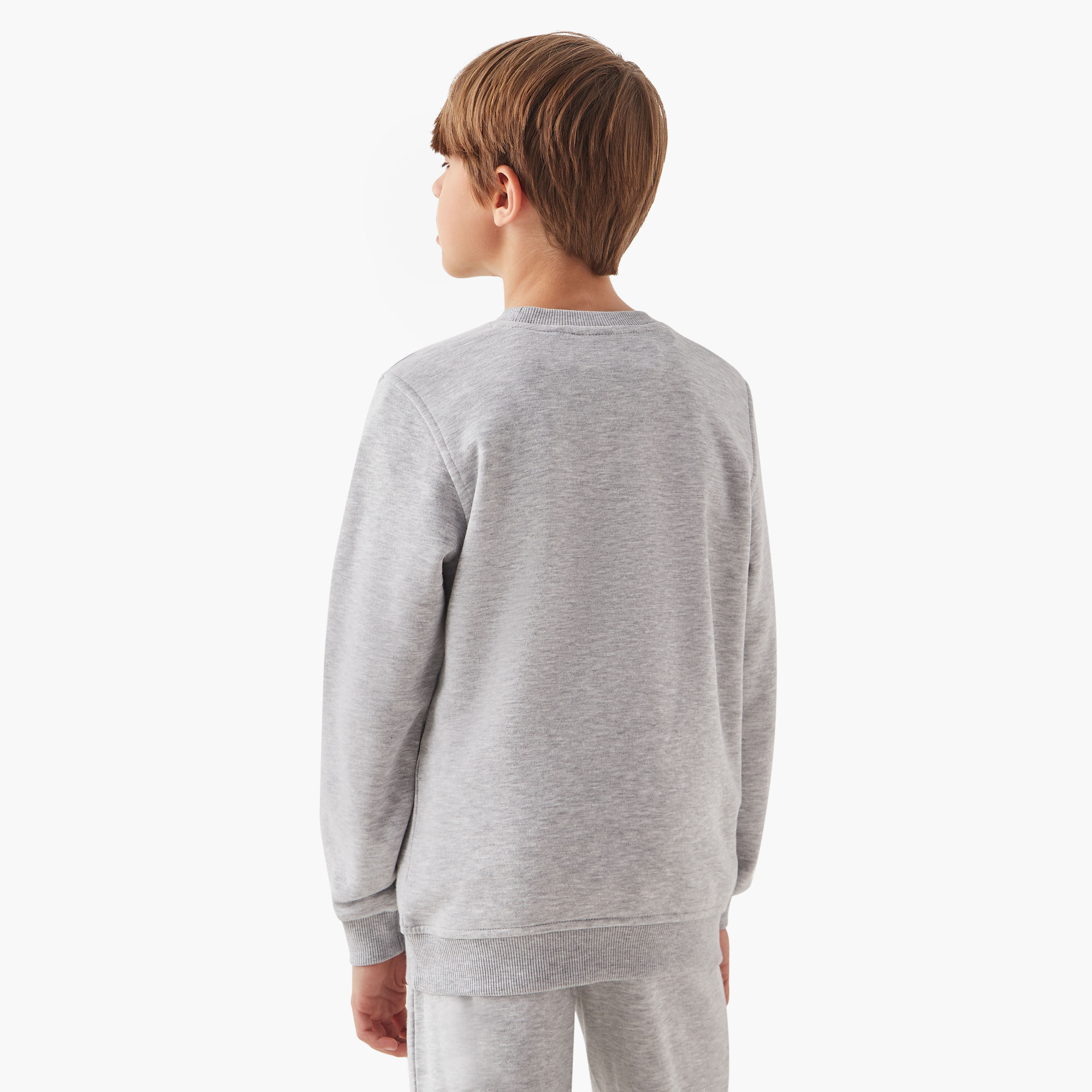 Kappa Logo Print Crew Neck Sweatshirt with Long Sleeves-boys-clothing-sweatshirts-image-3